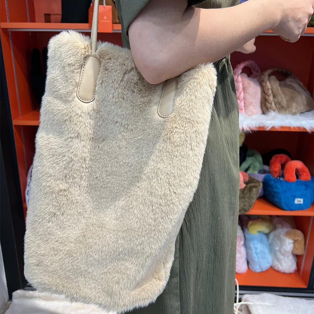 AG Collective Faux Fur Tote Bag for Women - Stylish Underarm Shoulder Purse - Perfect for Work, Shopping & Evening Out
