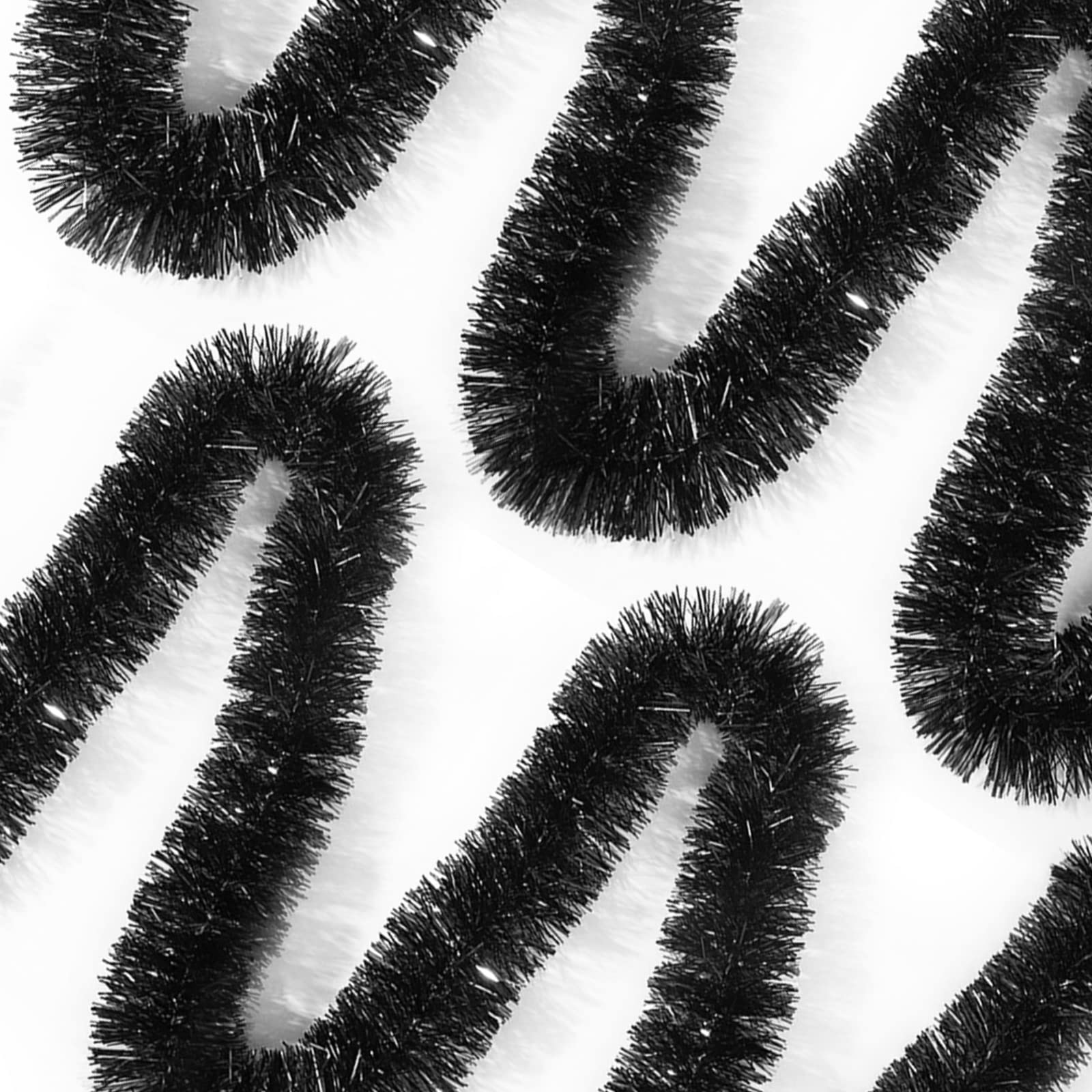50 Feet Black Tinsel Garland - Metallic Christmas Tree Decorations, Shiny Foil Party Streamers for Holiday Wall Hanging, Birthday Decor, Xmas Home & Office Party Supplies (3.54