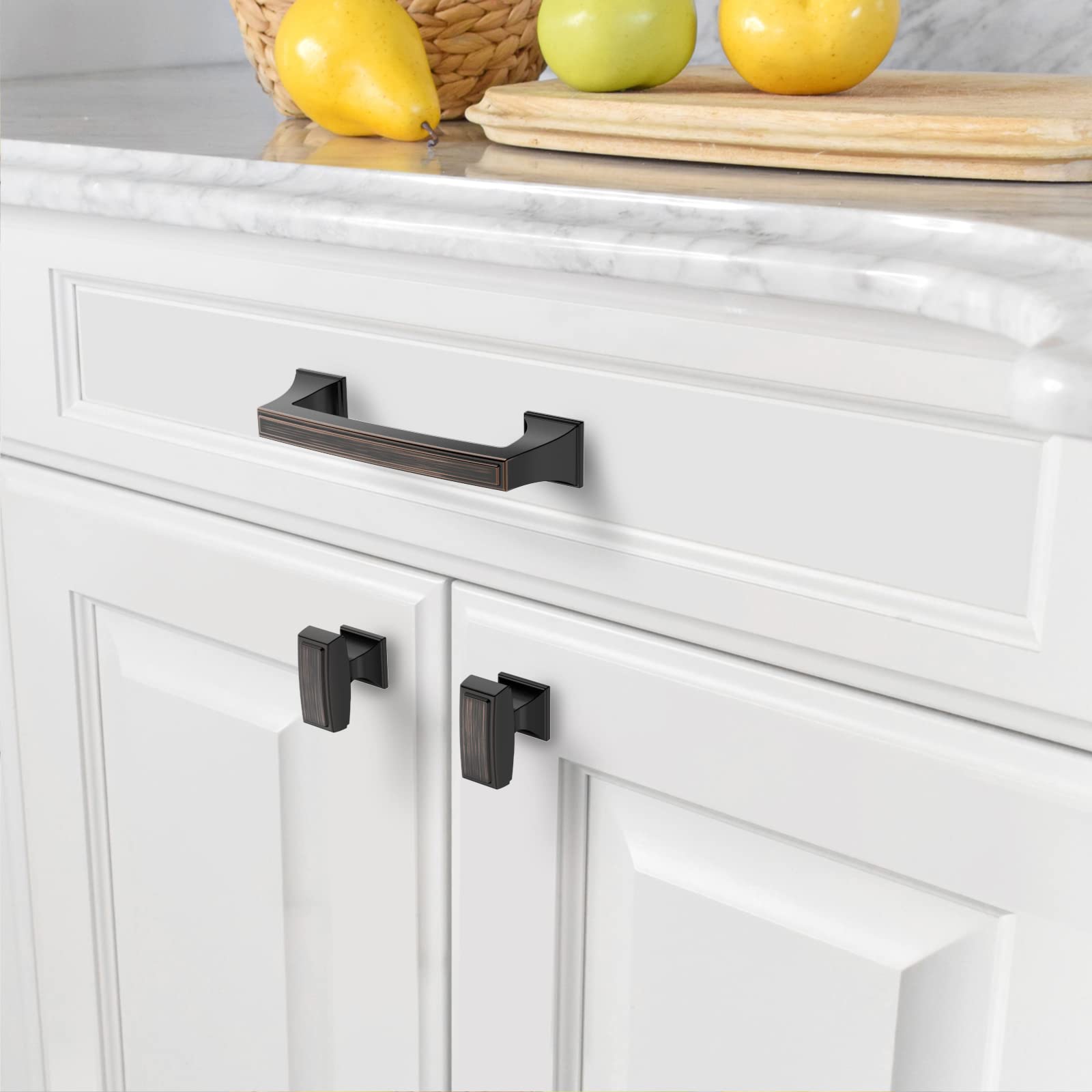 Amerdeco 10 Pack Oil Rubbed Bronze Cabinet Pulls 3-3/4 Inch for Kitchen & Bathroom