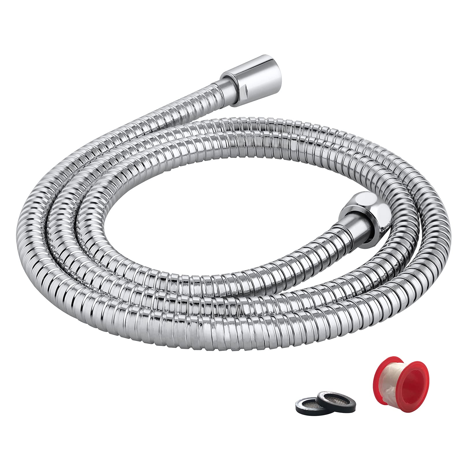 72-Inch Extra Long Stainless Steel Shower Hose Extension - Flexible Replacement for Handheld Shower Heads with Brass Insert, Chrome Finish - Perfect for Bathroom Renovation & Universal Shower Upgrades