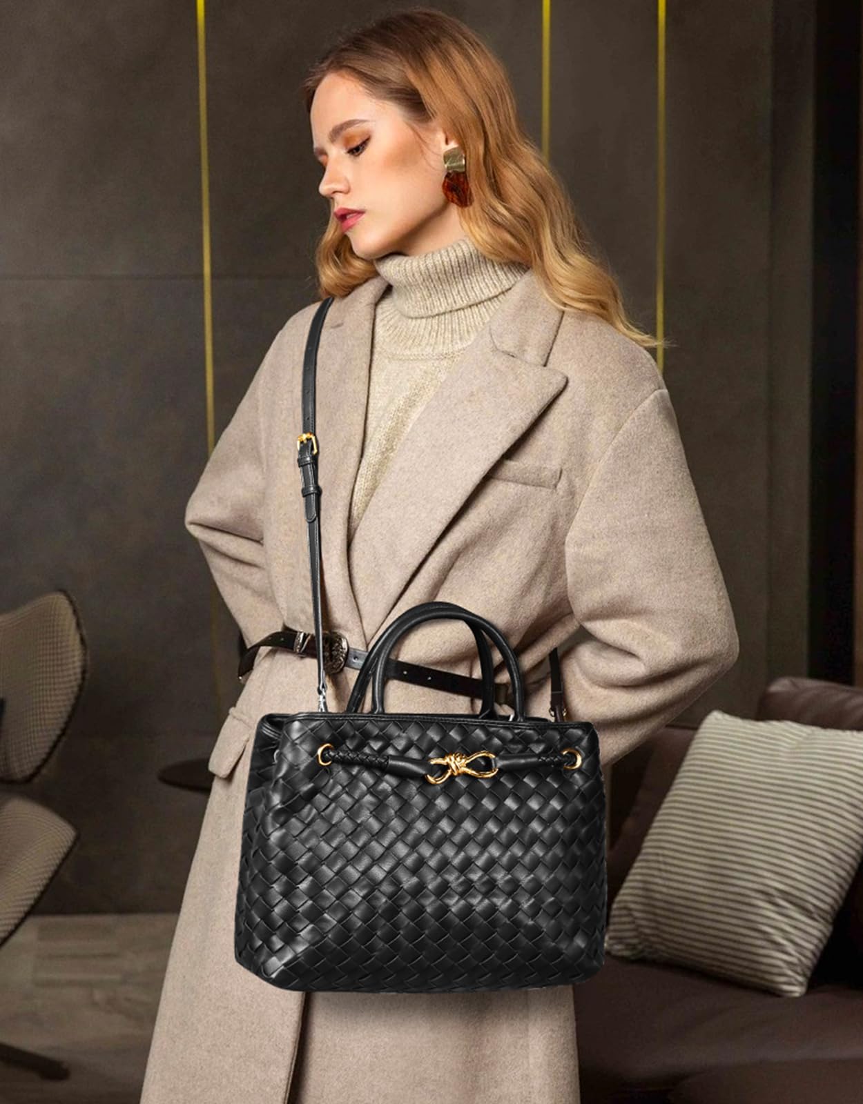 Stylish Woven Crossbody Bag for Women - PU Leather Handmade Tote & Hobo Purse - Perfect Gift for Her - Ideal for Shopping, Travel & Everyday Use