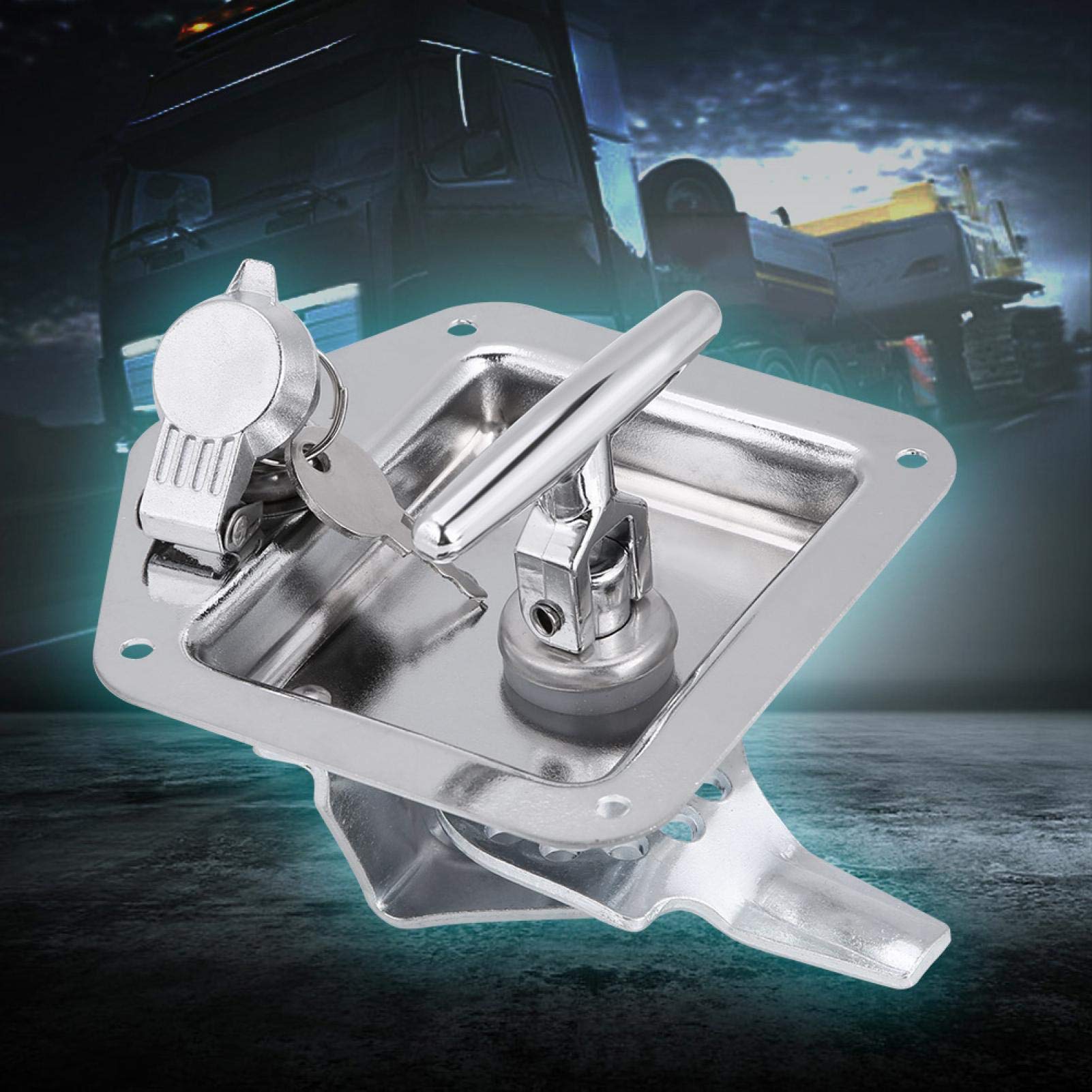 KIMISS Stainless Steel Folding T-Shape Lock Tool Box Key Kit for Truck & Trailer - Durable T-Handle Locking Mechanism for Secure Storage | Perfect for RV Toolboxes, Work Trucks & Outdoor Equipment Protection