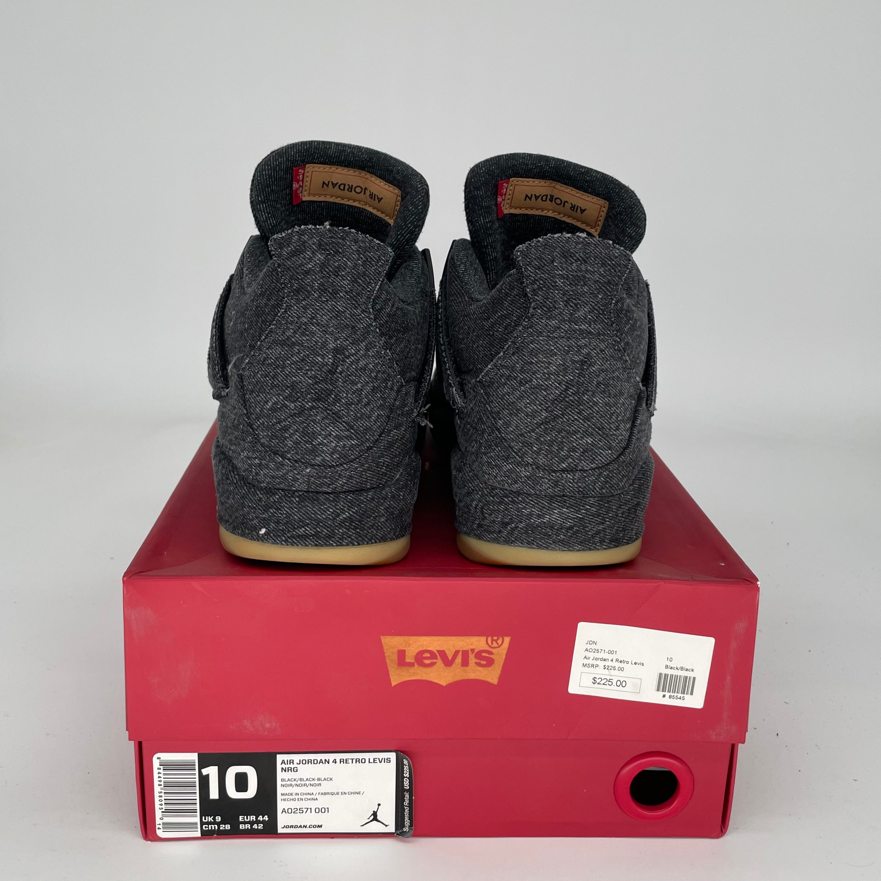 Original Air Jordan 4 Levi's Black Men's Shoes Size 10 - AO2571-001 | Retro Basketball Sneakers for Streetwear & Casual Outfits