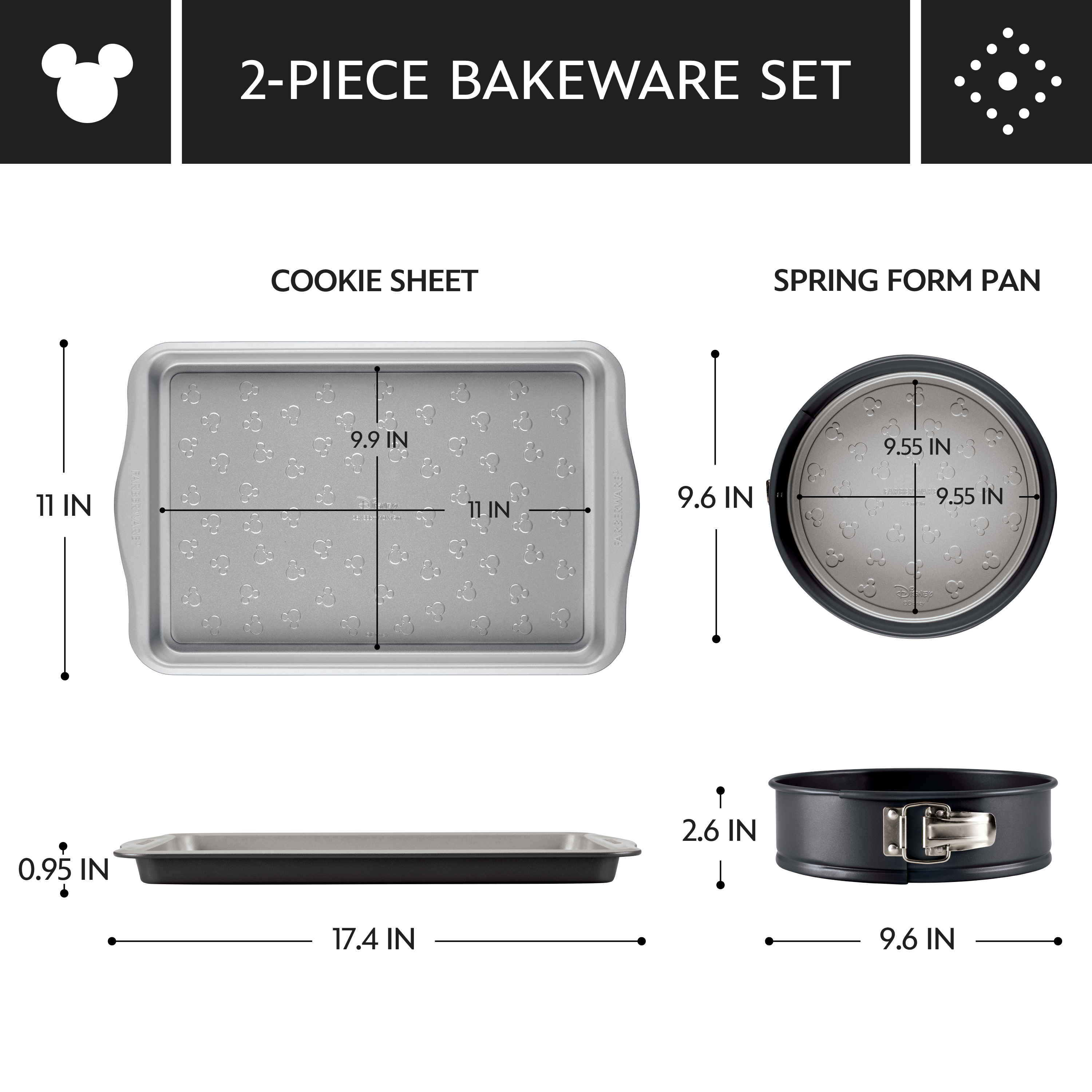 2-Piece Nonstick Cookie Pan and Springform Pan Set for Baking - Perfect for Cookies, Cheesecakes & Cakes | Oven Safe Baking Sheet & Cake Mold Combo