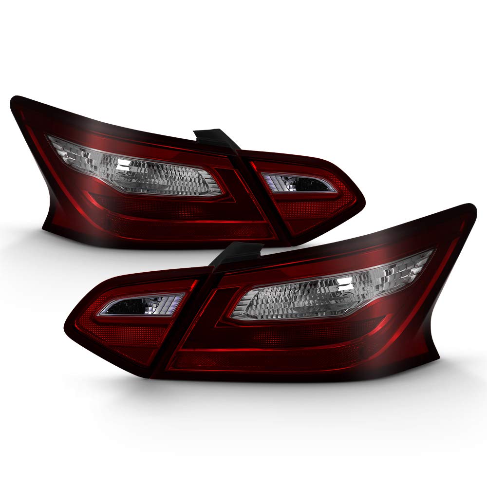 ACANII Red Smoke LED Tail Lights & Brake Lamps - Compatible with 2016-2018 Nissan Altima Sedan (4-Piece Set, Driver & Passenger Side) | Enhanced Safety & Style for Night Driving & Custom Car Upgrades