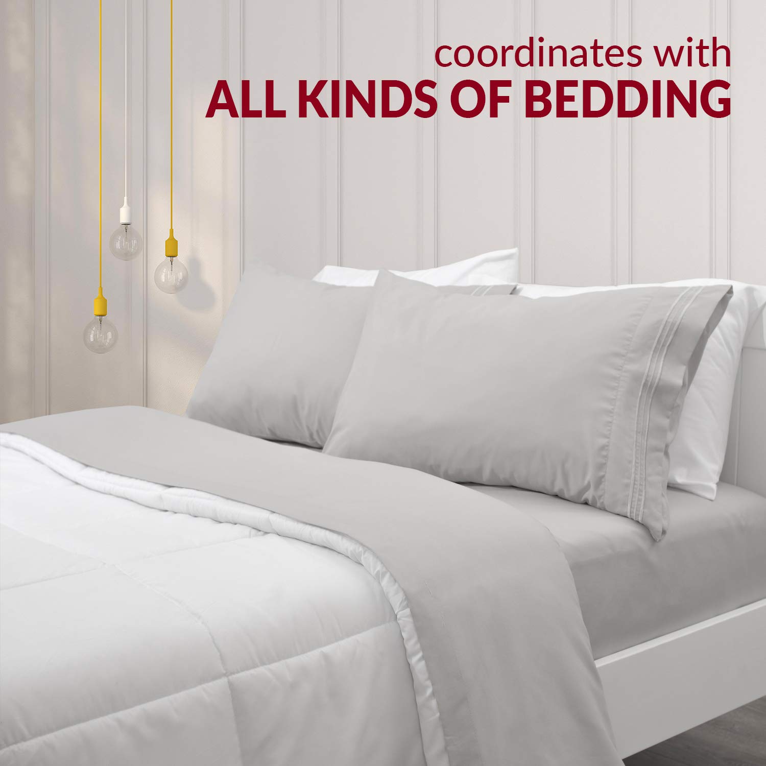 Luxury Brushed Microfiber Pillowcase Set - 2 King Size Wrinkle & Fade Resistant Bedding - Soft Breathable Pillow Covers for Hotel Style Comfort (White, 48-Pack) - Perfect for Home, Guest Rooms & Airbnb Stays