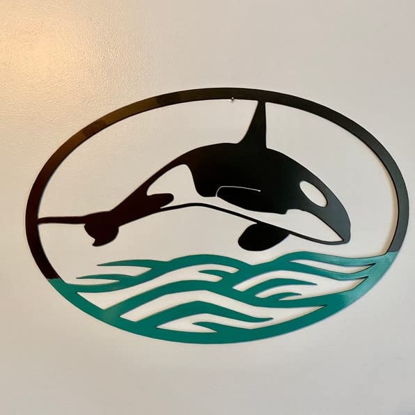 Killer Whale Metal Wall Art - Coastal & Beach House Decor, Ocean Nursery Wall Sculpture, Sea Life Metal Sign - Perfect for Funny Wedding Gifts for Men & Women | Ideal for Living Room, Bedroom, or Office Decoration