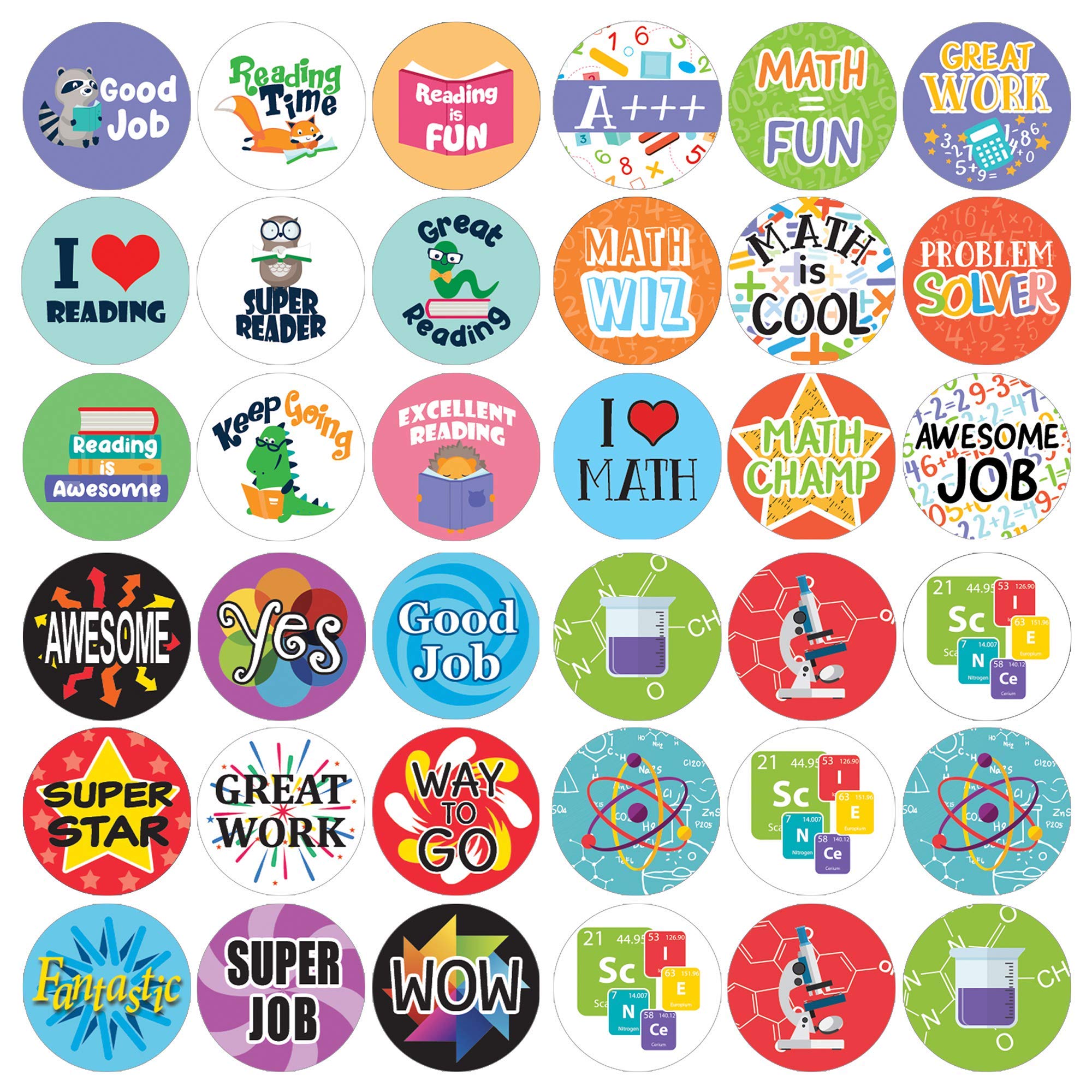 Teacher Reward Stickers for Kids - 1,080 Count Variety Pack with Math, Reading & Science Stickers - Perfect for Classroom Incentives, Student Motivation & Homeschool Learning Activities