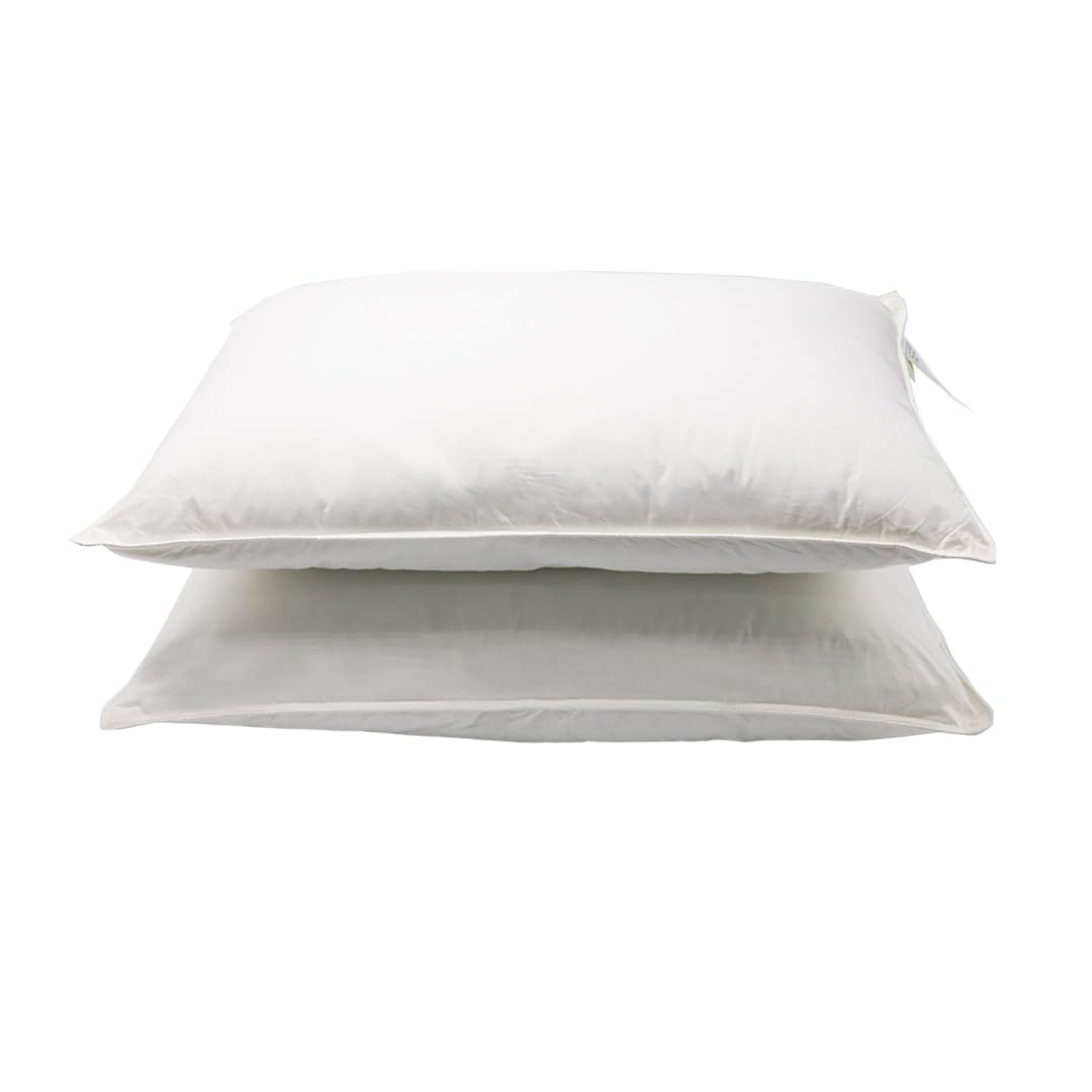 Organic Cotton Down Alternative Pillow (Standard Size, 2-Pack) - Adjustable Loft, Hypoallergenic, Zippered Cover for Back & Side Sleepers - Perfect for Bedroom, Guest Room & Travel Use
