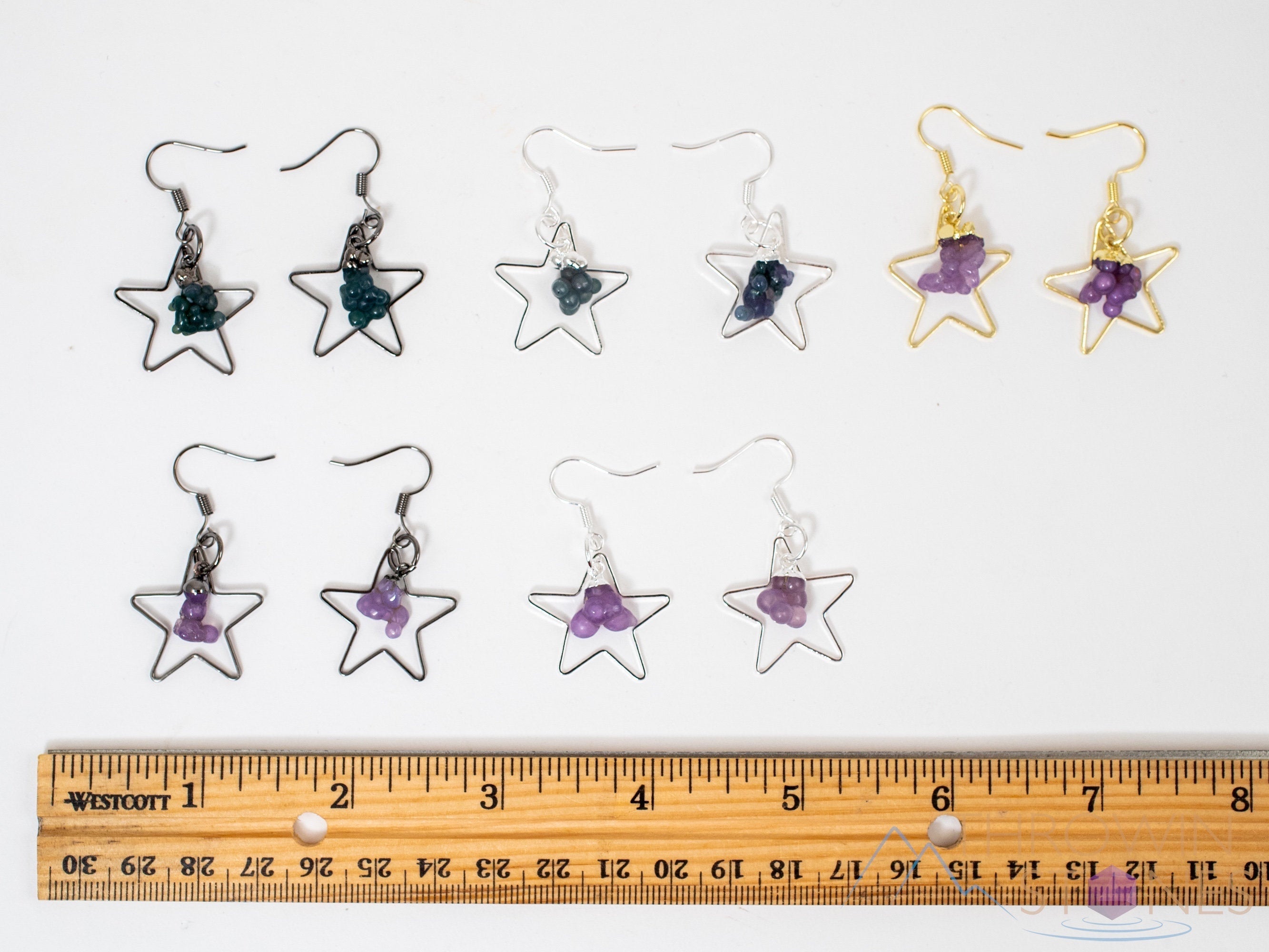 Grape Agate Crystal Hoop Earrings - Natural Gemstone Dangle Earrings, Handmade Star Hoop Jewelry for Women (E1792) | Perfect for Boho Style, Gift Giving & Special Occasions