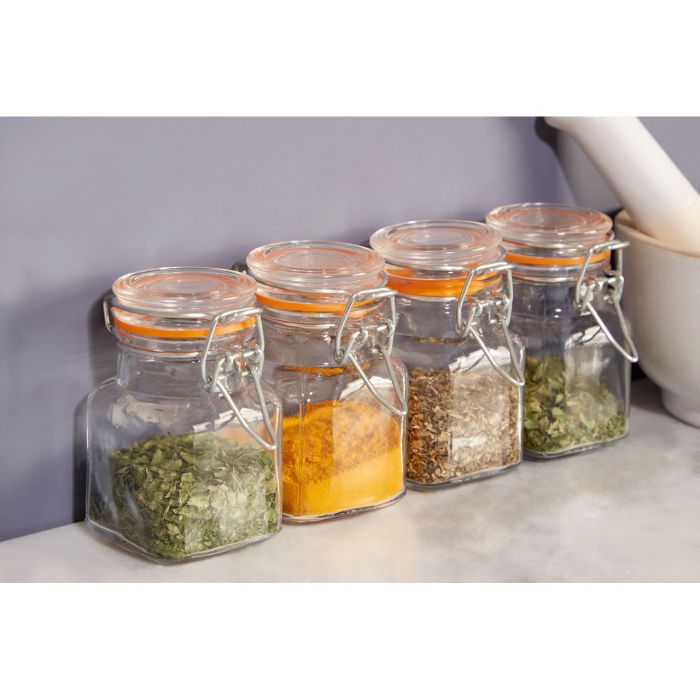 Luca Clip Top Lid Glass Jars Set of 4 - Airtight Food Storage Containers for Kitchen Pantry Organization, Perfect for Storing Coffee, Tea, Spices, and Dry Goods