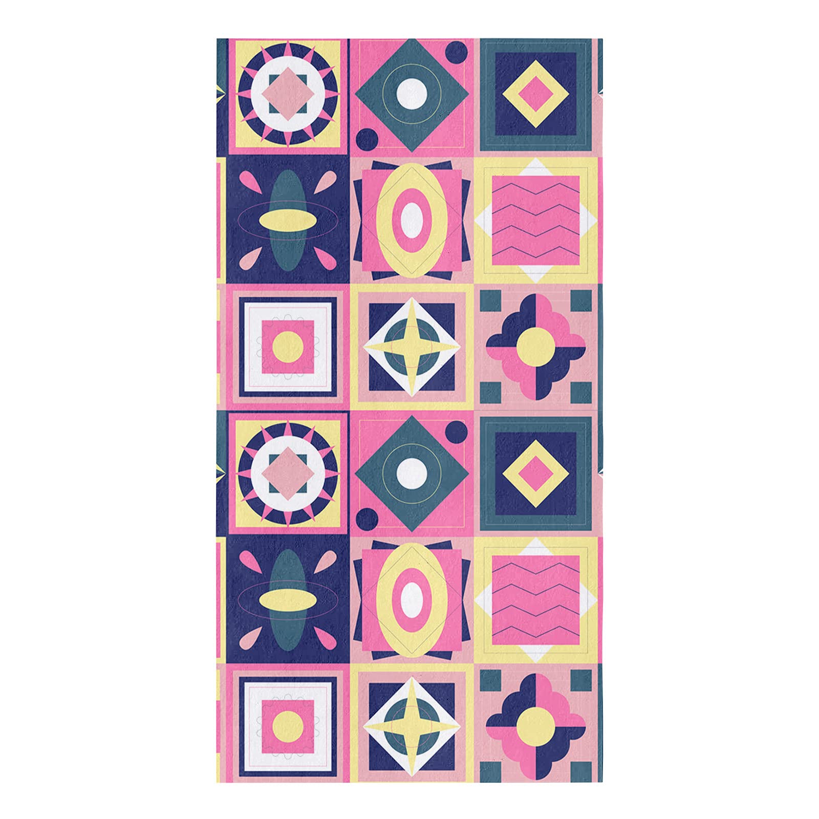 Zadaling Soft Cotton Kitchen Towels - 18x28 Inches Geometric Square Abstract Pattern Dish Cloths, Tea Towels & Bar Towels (1 Pack) - Perfect for Bathroom, Kitchen & Hand Drying