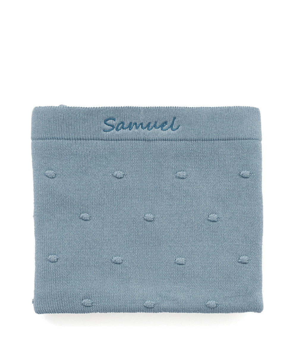 Personalized Baby Blanket - Soft Bobble Blue Knit Blanket for Newborns | Perfect for Nursery, Swaddling & Photo Props