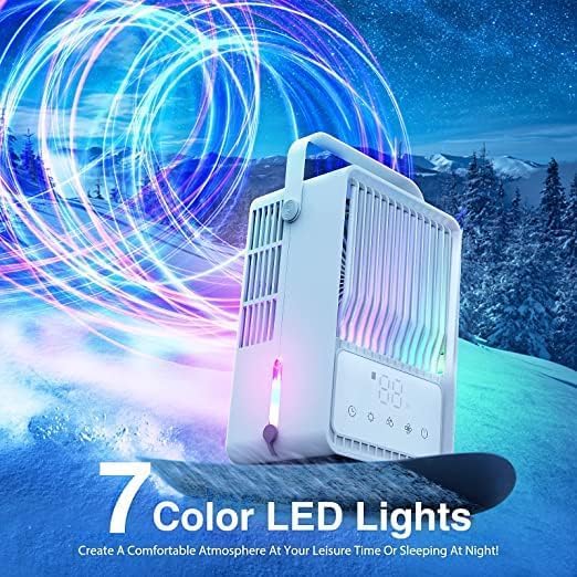 4-in-1 Portable Air Conditioner & Evaporative Cooler - 600ml Water Tank, 8H Timer, Touch Screen - Personal Desktop Cooling Fan for Home, Office, Car, Camping | White | Stay Cool Anywhere