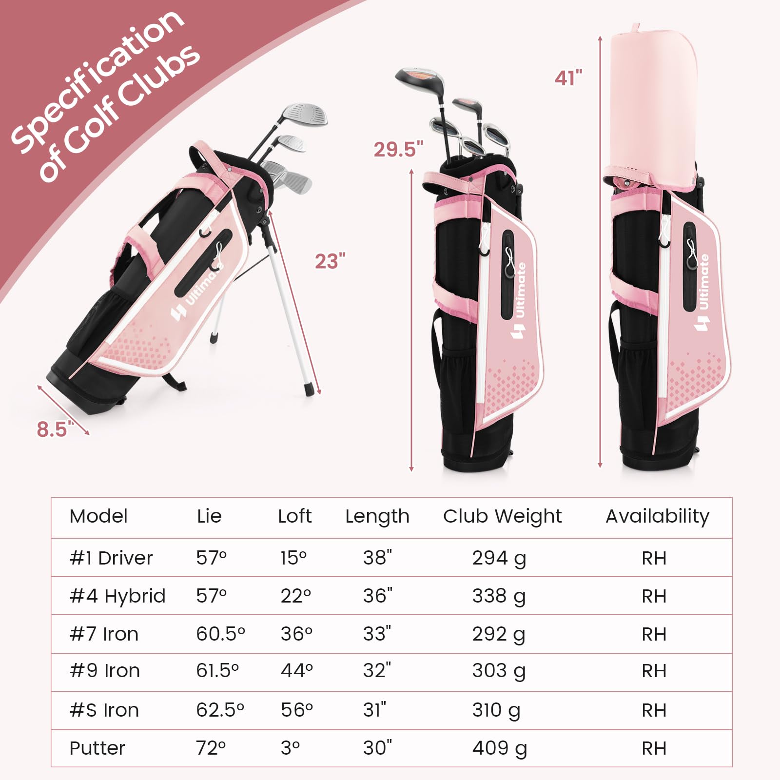 **Goplus Junior Complete Golf Club Set for Kids Ages 5-13 - Right Hand Golf Clubs with Stand Bag & Rain Hood - Perfect for Boys & Girls Learning Golf - Ideal for Backyard, Driving Range & Junior Tournaments**