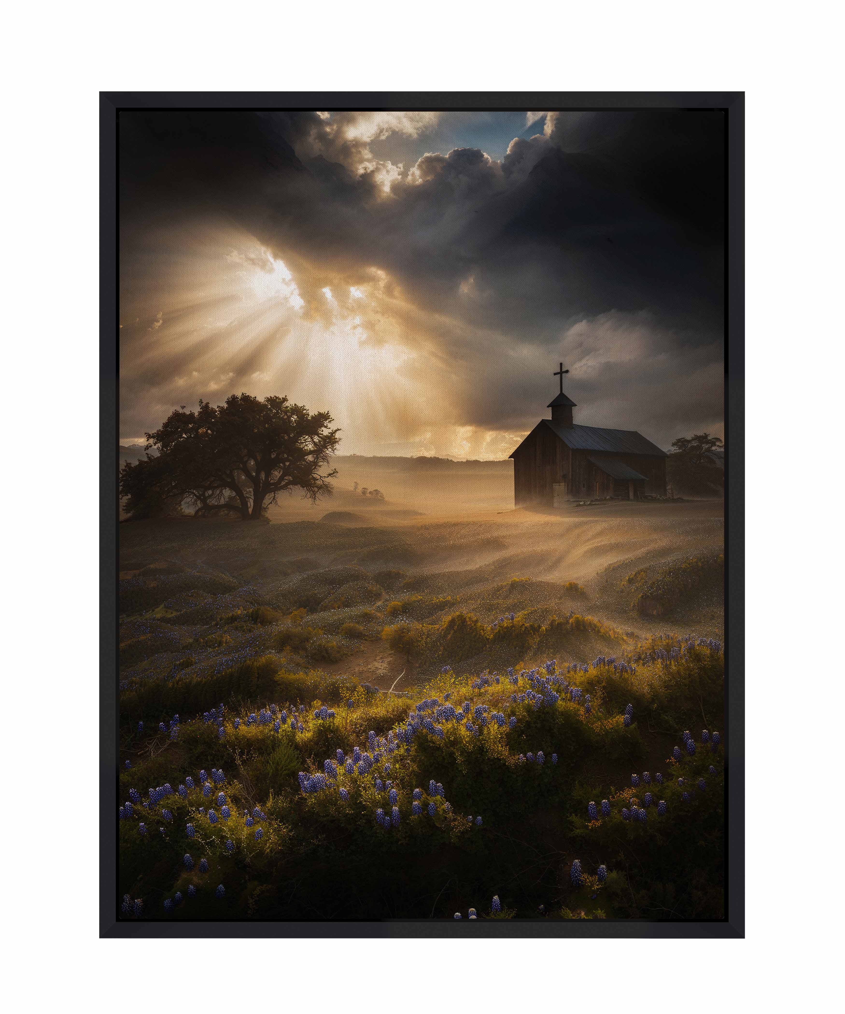 Celestial Rays Over Lone Star Land II - Stunning Galaxy Space Art Print on Gallery Wrapped Canvas - Perfect for Living Room, Bedroom & Office Wall Decor