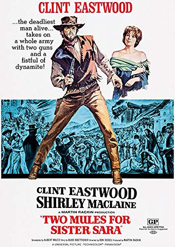 Two Mules for Sister Sara (1970) Vintage Western Movie Poster - Classic Clint Eastwood Film Memorabilia for Home Theater Decor & Western Film Collectors