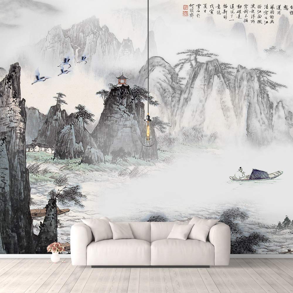 IDEA4WALL Traditional Chinese Landscape Wall Mural - Large Removable Peel and Stick Wallpaper (100x144 inches) for Bedroom Decor | Perfect for Home, Office & Commercial Spaces