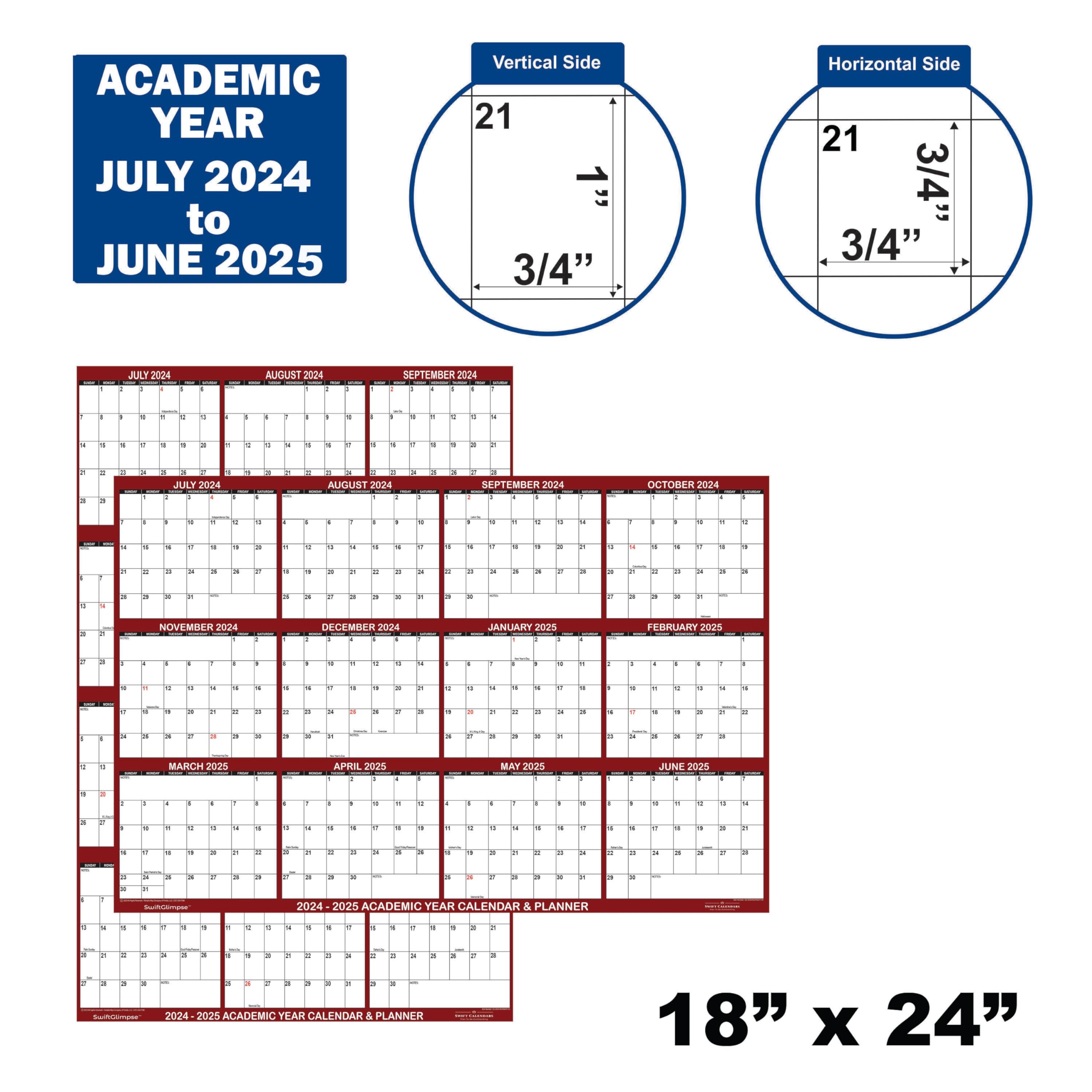 SwiftGlimpse 2024-2025 Academic Wall Calendar - 18