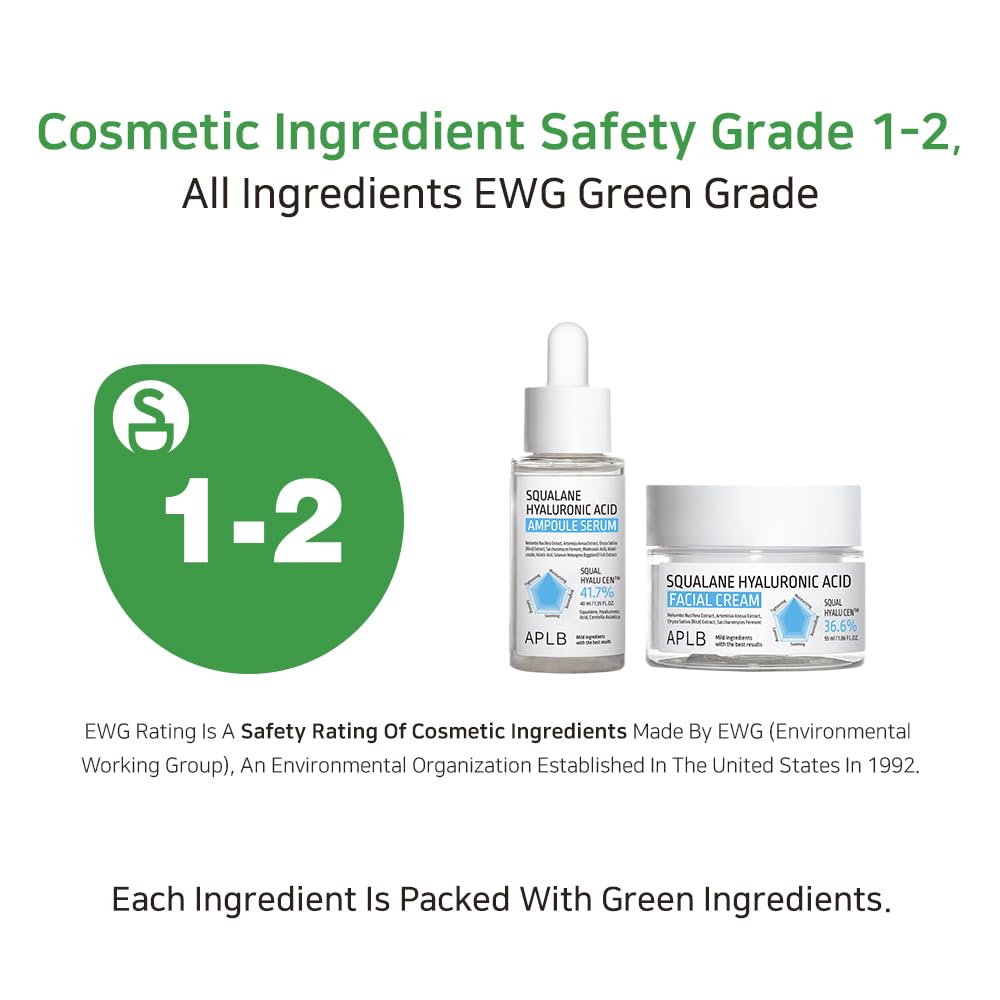 APLB Squalane Hyaluronic Acid Facial Cream 1.86 fl oz - Korean Skincare for Deep Hydration, Wrinkle Care & Skin Revitalization | Best Moisturizer for Dry Skin, Improves Skin Texture | Use for Night Routine, Daily Skincare & Anti-Aging Regimen