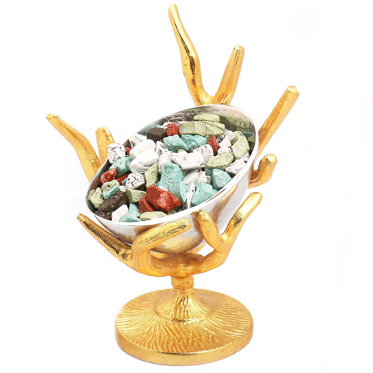 Ghasitaram Silver Chocolate Bowl - Elegant Tree Stone Design for Gifts & Parties