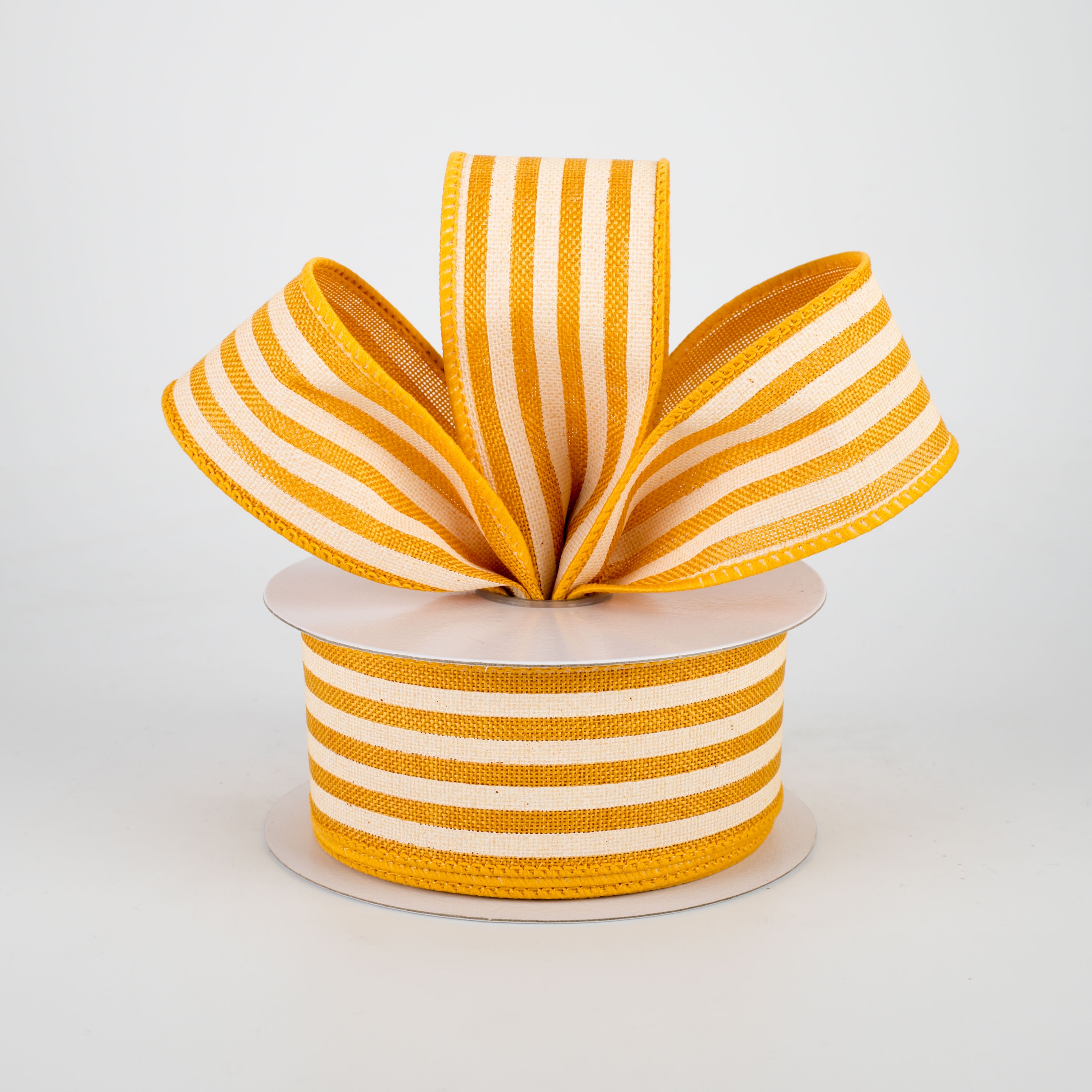 1.5 Inch Cabana Stripes Ribbon - Sunflower Yellow & Ivory White (10 Yards) | Perfect for Gift Wrapping, DIY Crafts, Party Decorations & Scrapbooking