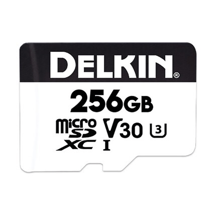 Delkin Devices 256GB UHS-I microSDXC Memory Card - High Speed Performance for 4K Video, Photography, Gaming - Includes SD Adapter for Cameras, Drones, Smartphones & Tablets