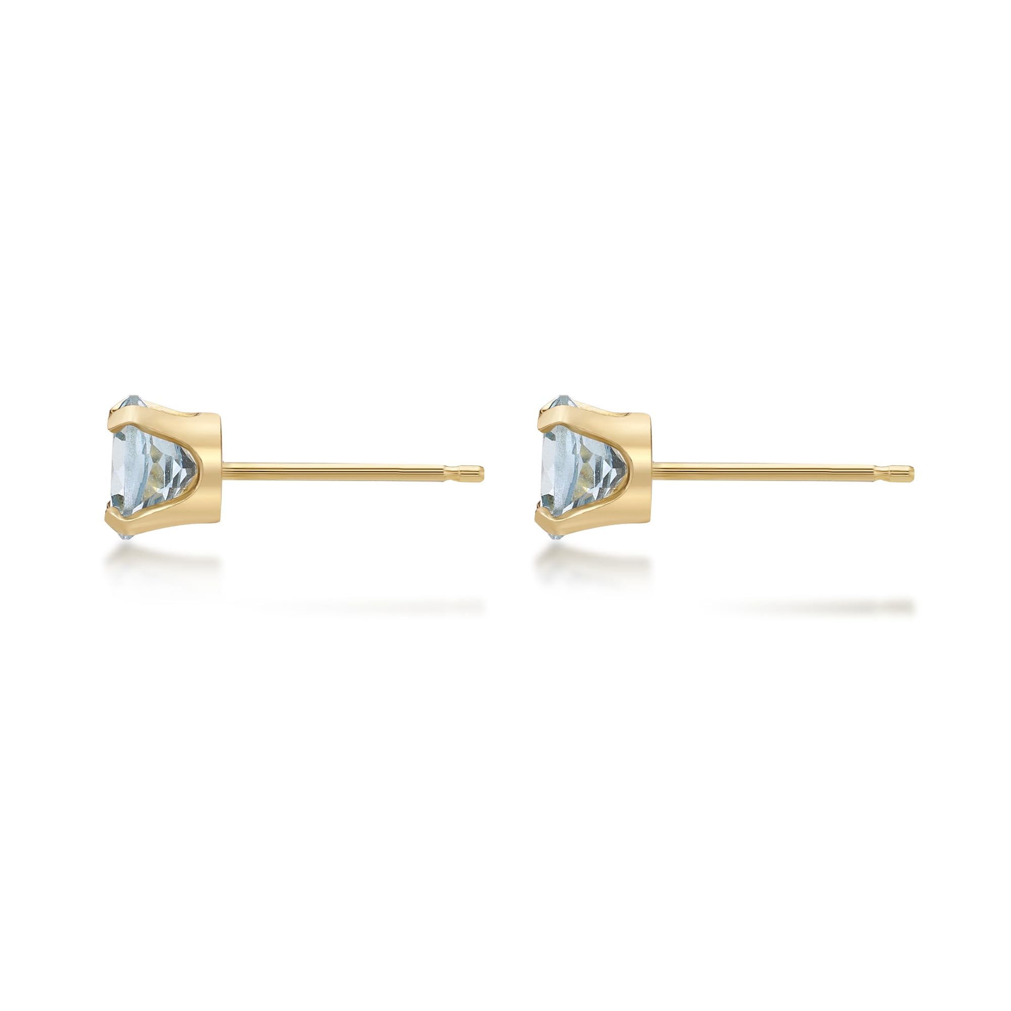 Natural Gemstone Round Stud Earrings for Women - 14k Yellow or White Gold, 5mm Push Back Birthstone Jewelry by Lavari Jewelers | Perfect for Gifts, Birthdays & Everyday Wear