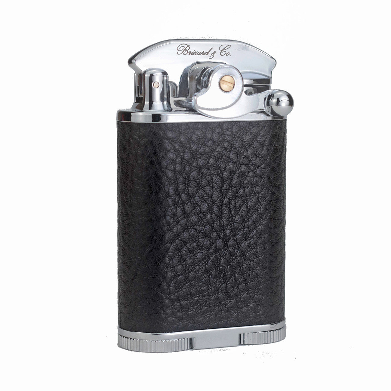 Brizard & Co. Gatsby Dakota Black Leather Triple Torch Flame Table Lighter - Premium Windproof Cigar & Candle Lighter for Home, Office & Outdoor Use