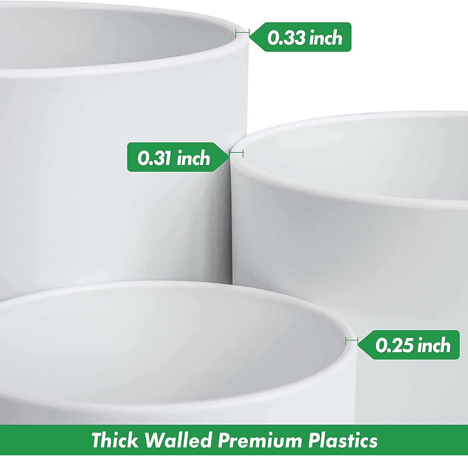 D'vine Dev Set of 3 Plastic Plant Pots - 8, 10 & 12 Inch White Planters with Drainage Holes & Saucers - Indoor/Outdoor Flower Pots for Home, Garden & Office Decor