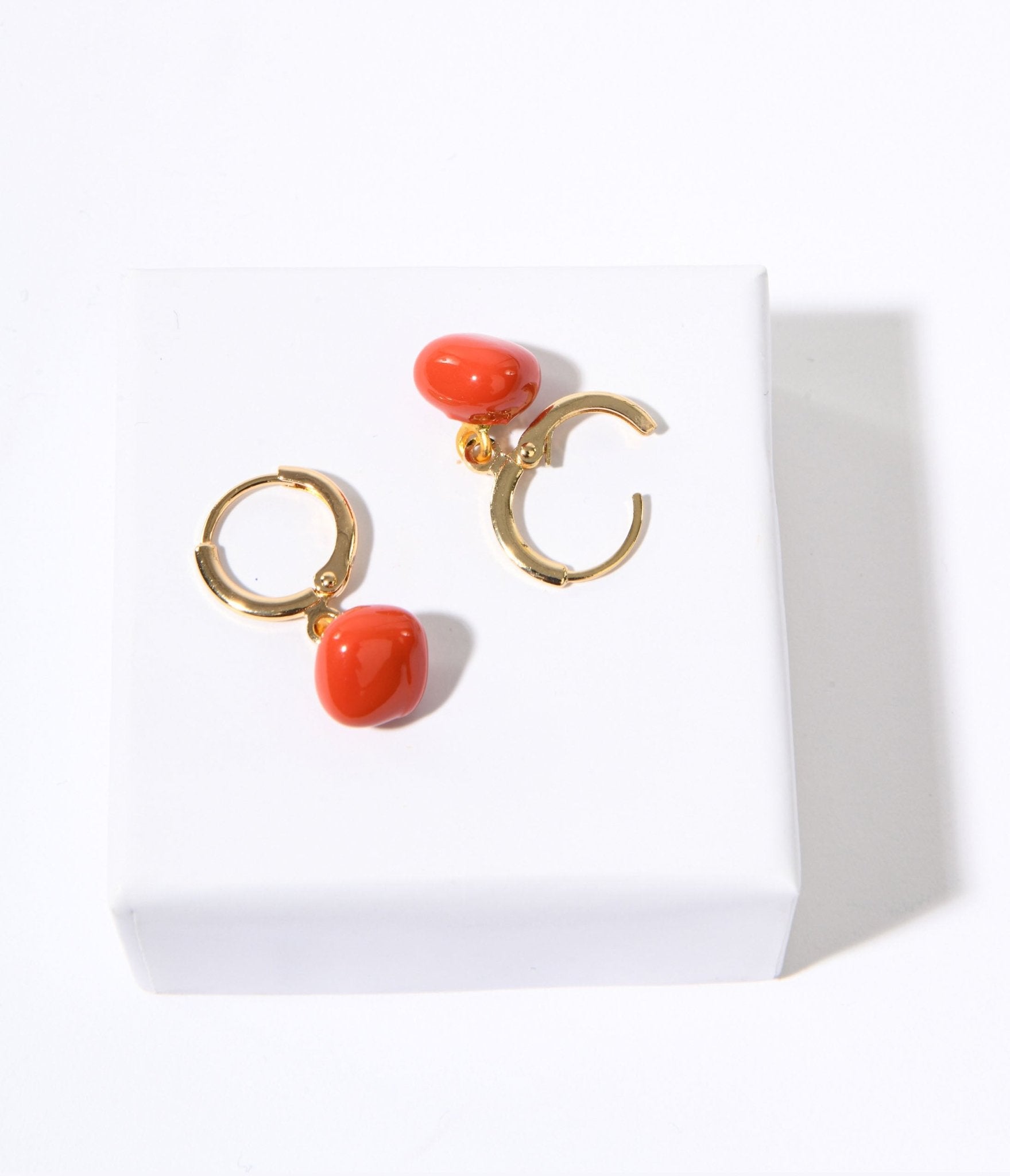 Tomato Huggie Drop Earrings for Women - Cute & Dainty Stud Earrings for Everyday Wear | Perfect for Casual Outfits, Work & Date Nights