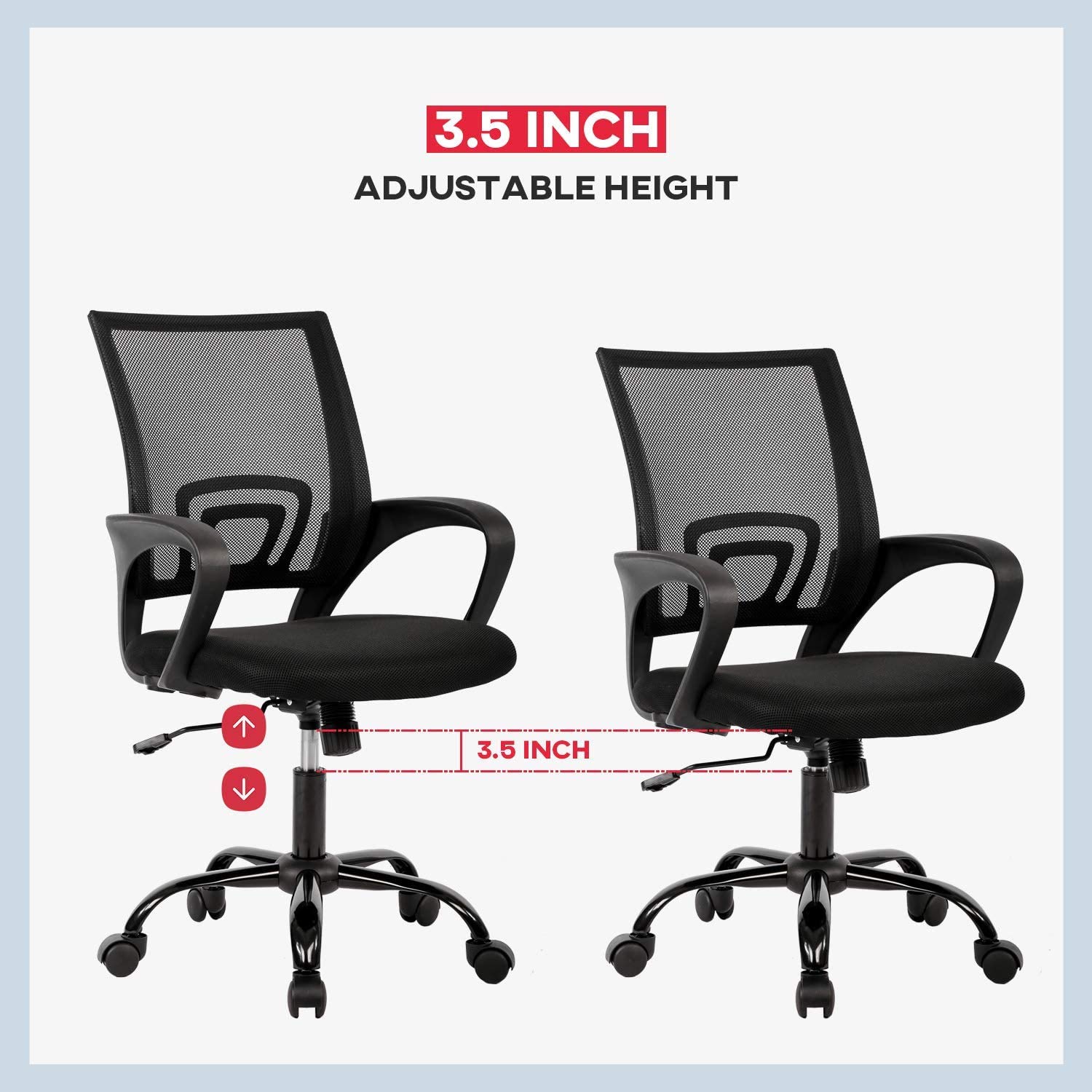 Best Ergonomic Office Chair with Lumbar Support - Adjustable Mesh Computer Desk Chair, Modern Executive Swivel Rolling Chair for Back Pain Relief (Black) - Perfect for Home Office, Gaming & Workspaces