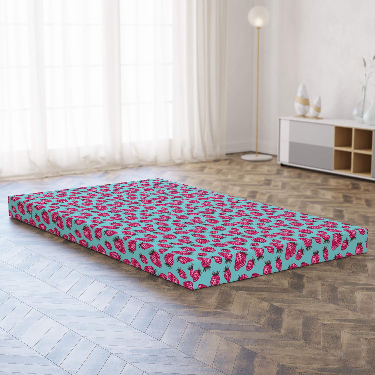 Ambesonne Strawberry Foldable Mattress - Abstract Modern Fruit Design, 78.7