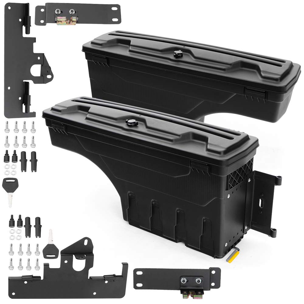 G-PLUS Truck Bed Storage Box Set (2PCS) - Left Driver & Right Passenger Side Tool Box for Toyota Tacoma 2005-2020 Models - Durable Black Rear Cargo Organizer | Perfect for Camping Gear, Work Tools & Outdoor Equipment Storage