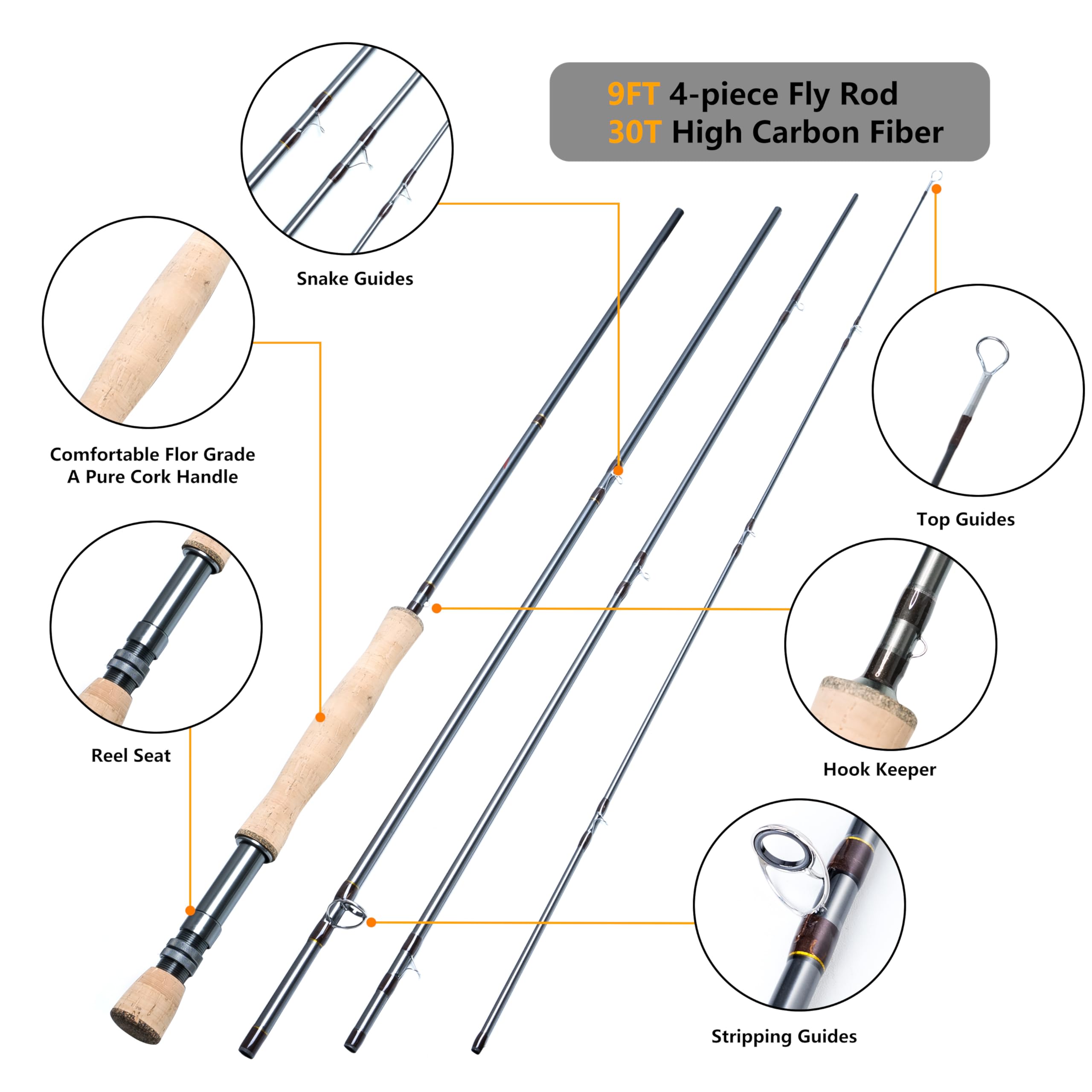 8Fans 4-Section Portable Fly Fishing Rod and Reel Combo with CNC-Machined Aluminum Alloy Reel - Complete Starter Kit for Beginners | Perfect for Trout, Bass Fishing in Rivers, Lakes and Streams
