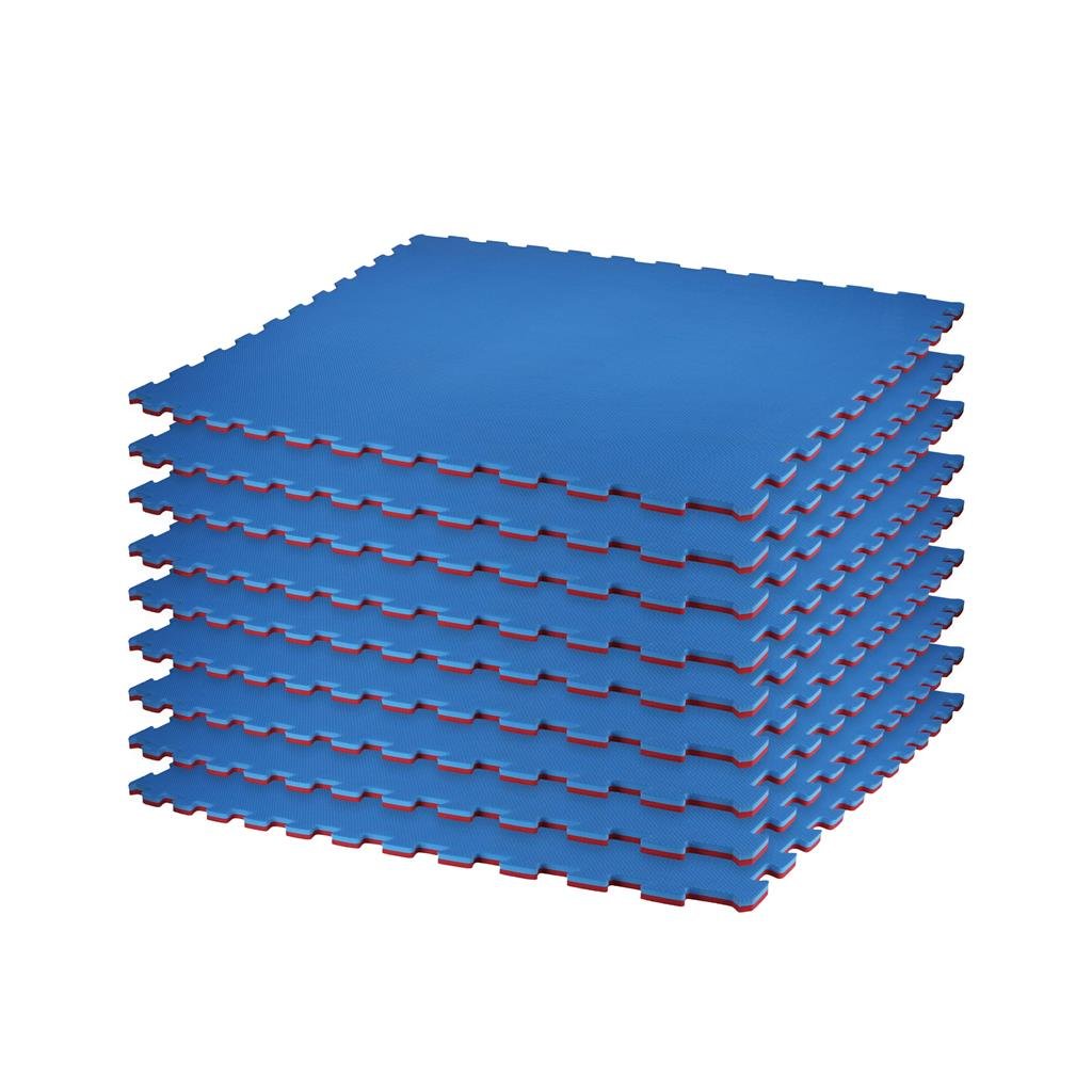 Reversible 2-Color 3/4 Inch Thick Puzzle Exercise Mat - Blue & Cardinal Red | Non-Slip Interlocking Floor Tiles for Home Gym, Yoga, Kids Playroom & Nursery