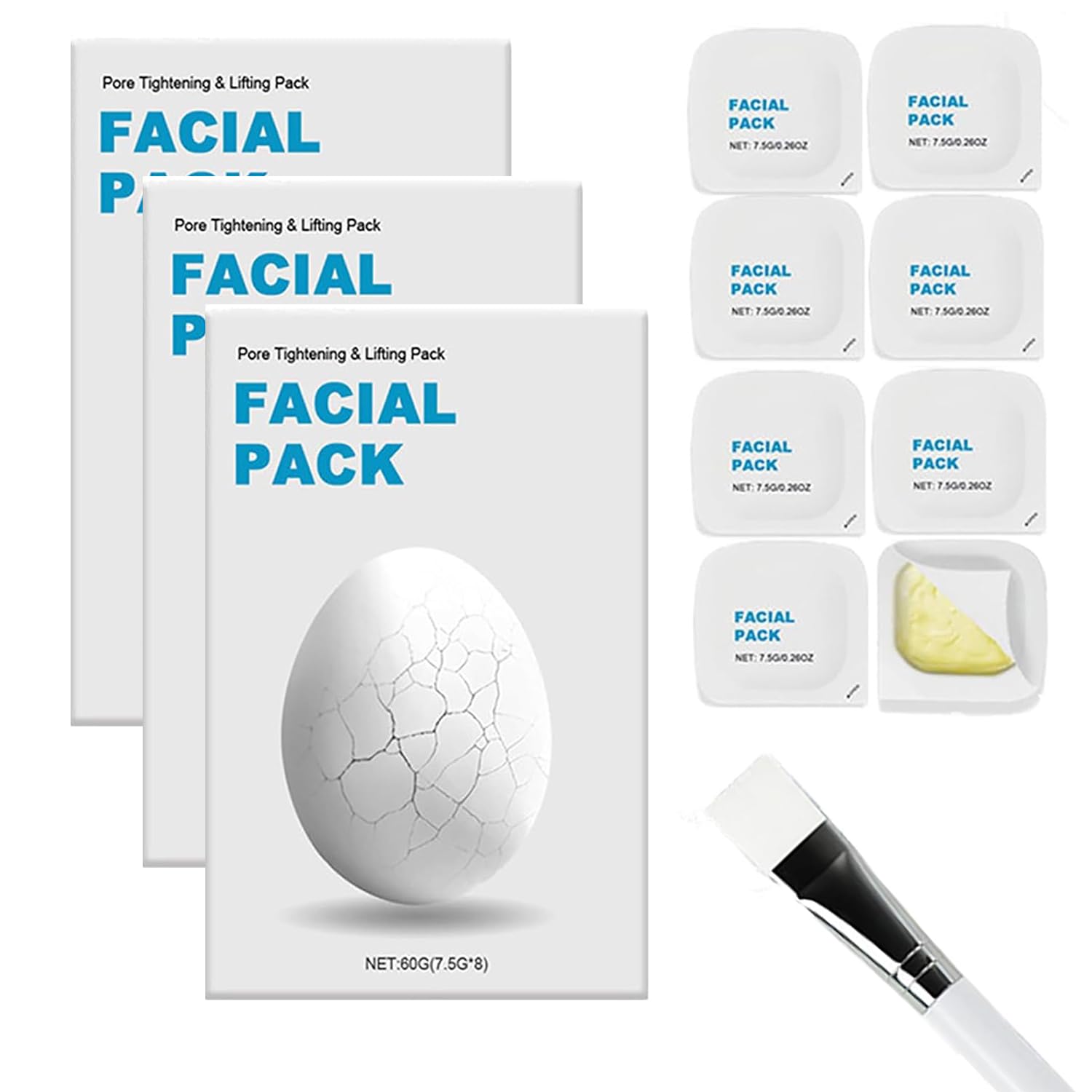 Zombie Facial Mask - Hydrating & Firming Skin Care Mask for Pore Tightening & Lifting, Includes Mask Brush (3 Boxes, 24 Masks Total) - Perfect for Halloween, Cosplay & Spa Nights