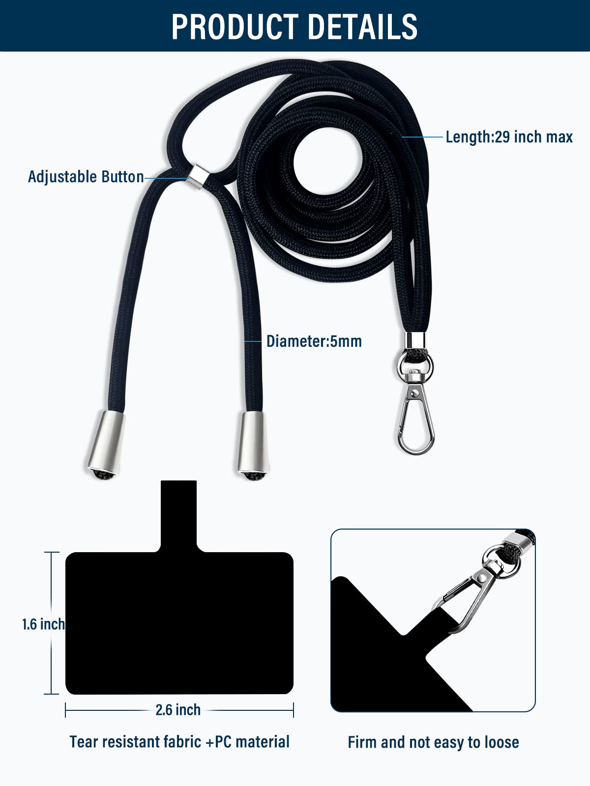 Adjustable Nylon Phone Lanyard for Smartphones - Rose Red | Neck Strap for Work & Travel