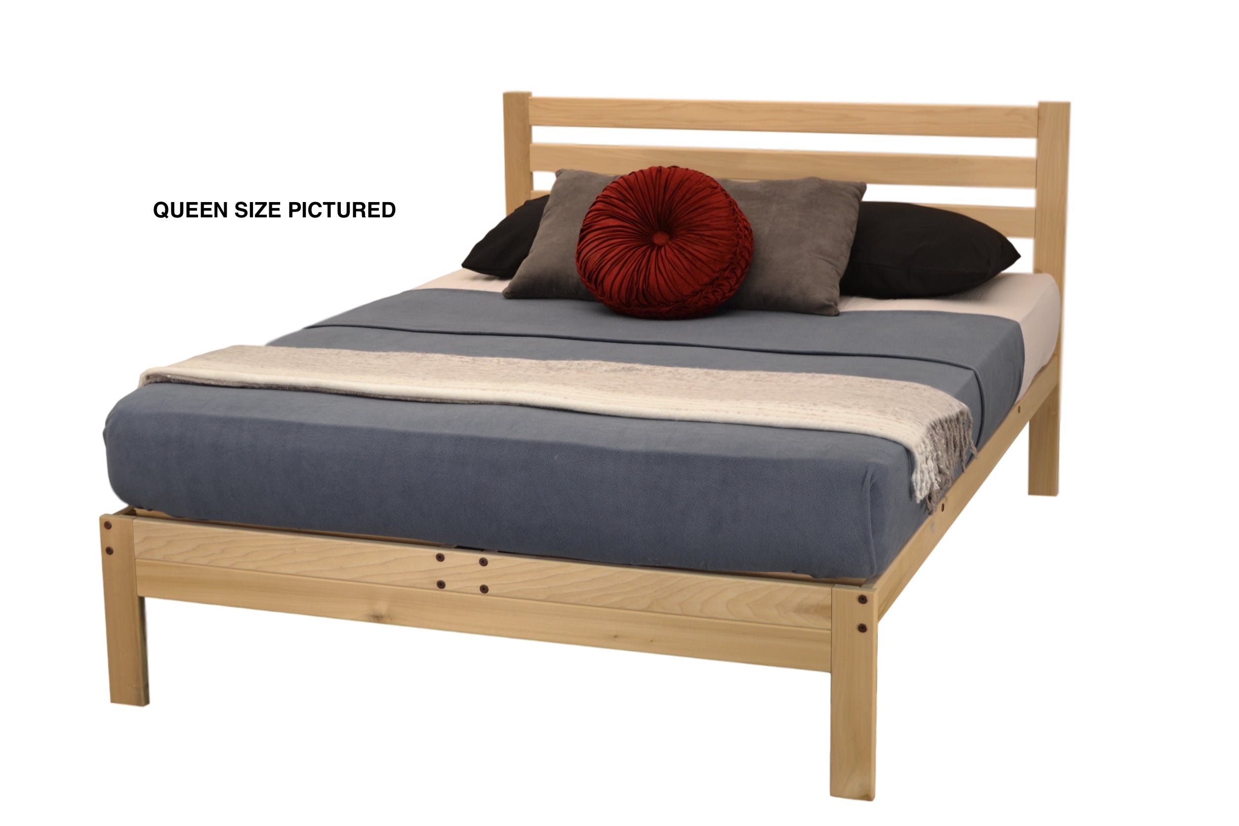 KD Frames Lexington Solid Wood Queen Platform Bed - Unfinished Minimalist Wooden Bed Frame with Slatted Headboard - No Box Spring Needed, Easy Assembly - Natural Wood Bedroom Furniture for Modern & Rustic Home Decor