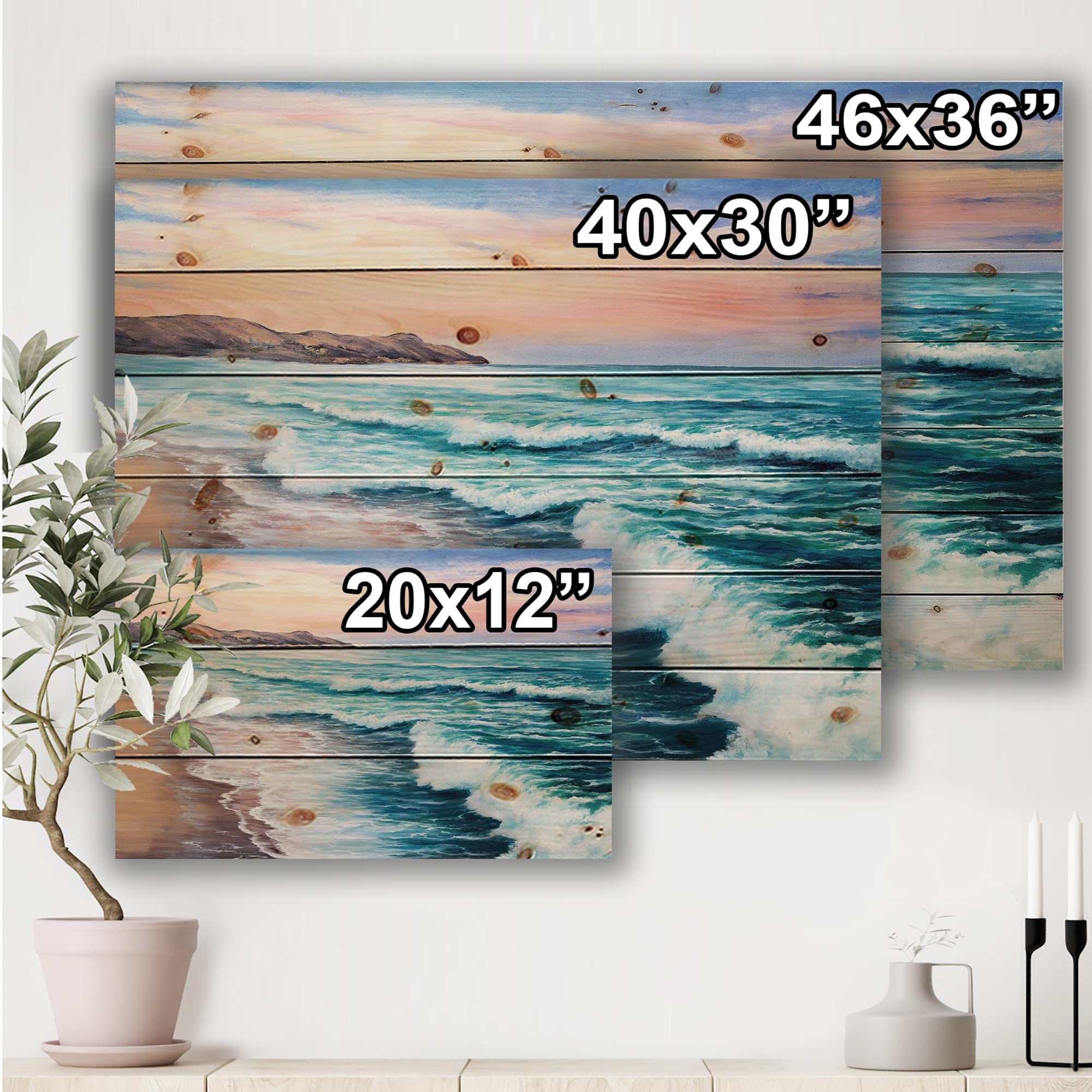 Pastel Purple Marine Sunset Wood Wall Art - Coastal Decor for Beach House