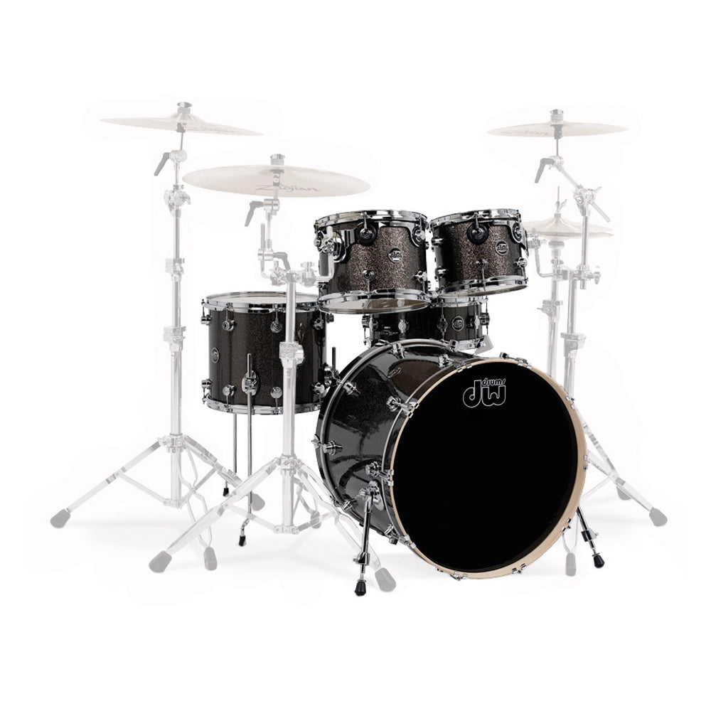 DW Performance Series 5-Piece Maple Shell Drum Set - 8-Ply Maple Shells in Pewter Sparkle Finish | Perfect for Live Performances, Studio Recording & Professional Drummers