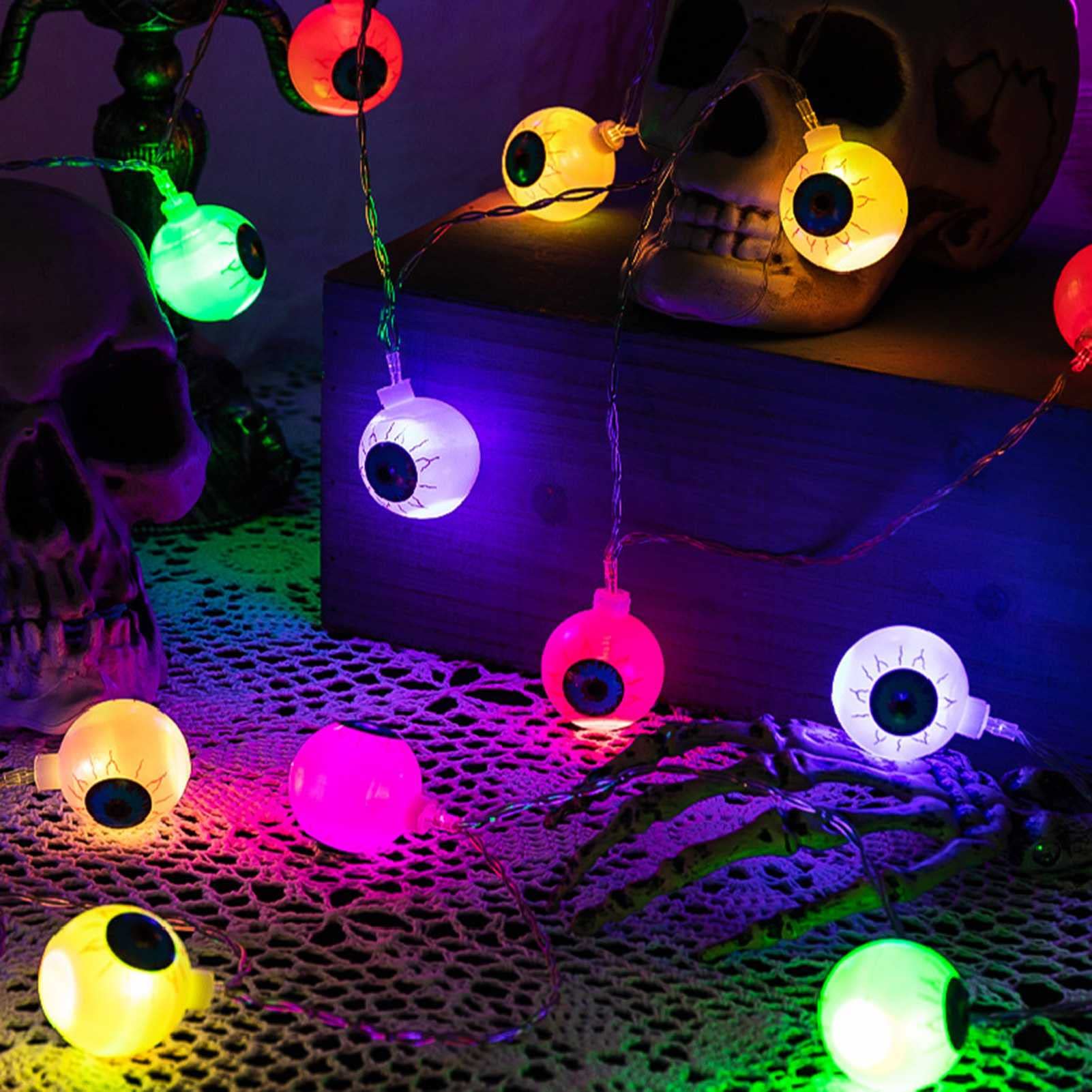 Halloween Eyeball String Lights - Battery Operated 40 LED Halloween Decorations with Remote Control, 8 Lighting Modes for Indoor Outdoor Party, Christmas & Halloween Decor (Multi-Color) - Perfect for Spooky Home Decor, Garden Lighting, and Holiday Celebrations