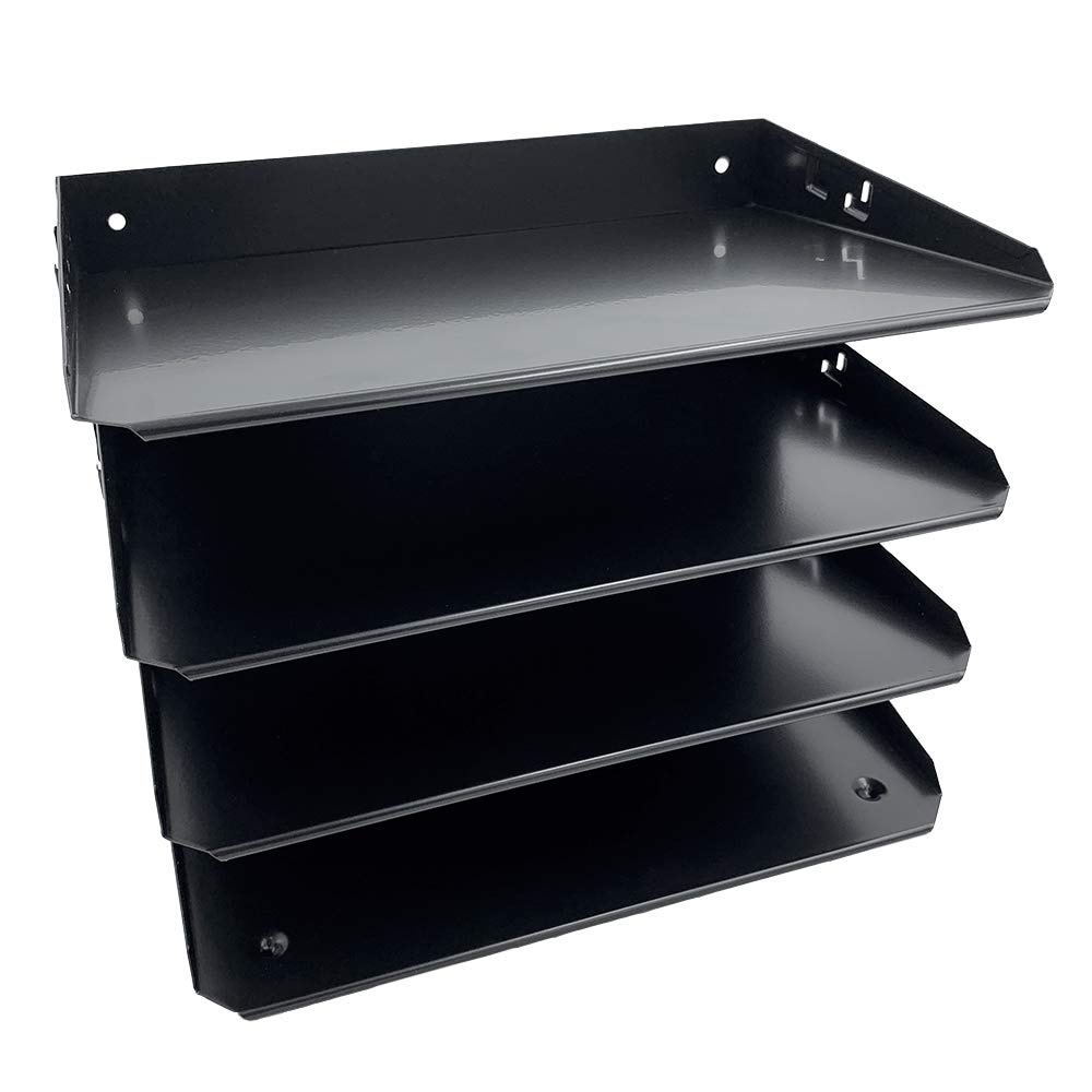Alloy Steel 4-Slot Horizontal Desk Organizer - Portable Metal Office Caddy for Pens, Pencils & Supplies | Perfect for Home, Office & Workspace Organization