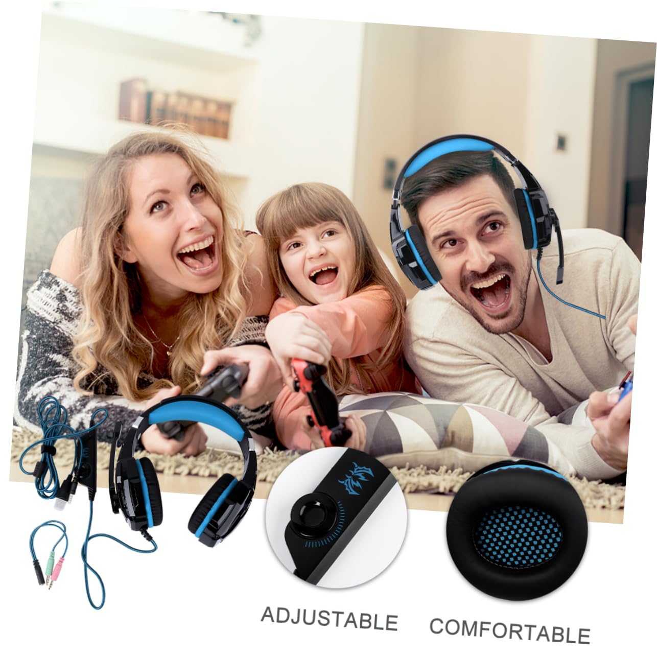 ULDIGI Gaming Headset with LED Lights - Wired 3.5mm Over-Ear Headphones for PC, PS4, Xbox & Mobile - Perfect for FPS Games, Streaming & Online Chatting