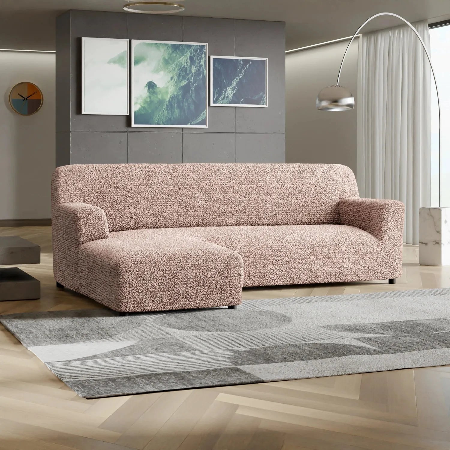 L-Shaped Sofa Slipcover with Left Chaise - Soft Microfiber Stretchable Couch Cover - Perfect for Living Room, Sectional Sofa Protection & Home Decor Upgrade
