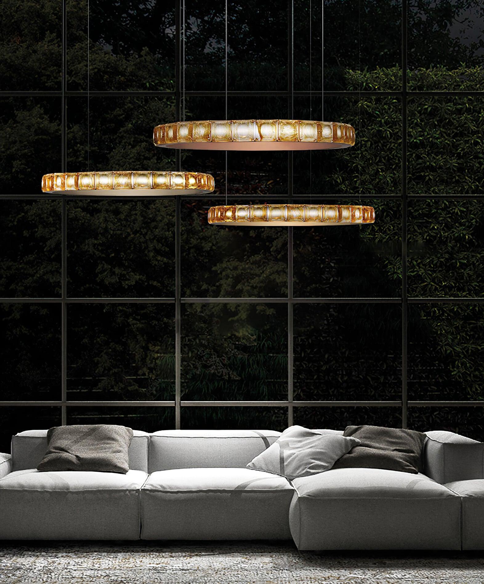 Aura Ring Chandelier - Elegant Crystal Ceiling Light Fixture for Dining Room, Living Room & Bedroom | Modern Home Decor Lighting for Wedding, Party & Special Occasions