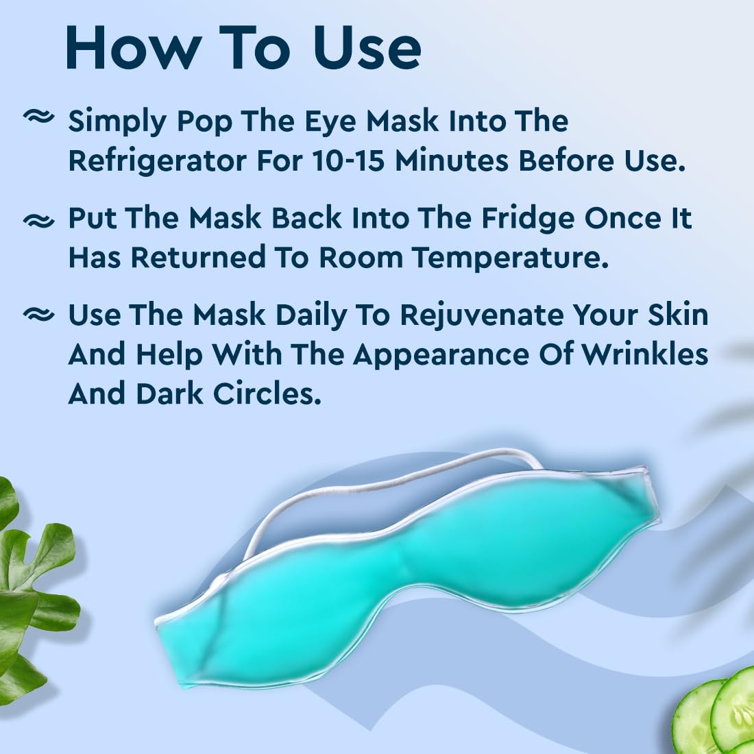 GUBB Cooling Gel Eye Mask for Dark Circles & Puffy Eyes Relief - Hydrating Eye Patches for Dry Eyes, Pain & Redness - Soothing Gel Eye Mask for Women & Men - Universal Fit Blue Eye Mask for Relaxation & Tired Eyes - Perfect for Work, Travel & Home Use