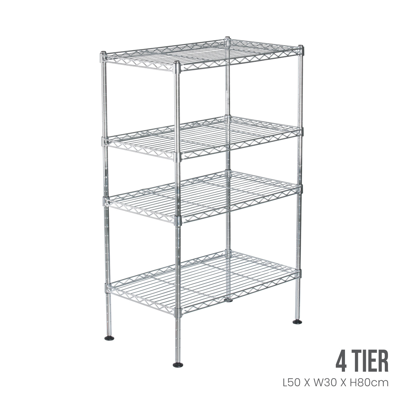 4-Tier Multi-Purpose Storage Rack 50x30x80cm - Heavy Duty Shelving Unit for Garage, Kitchen, Office & Closet Organization (Model: CJ C1081 / HFH6847)