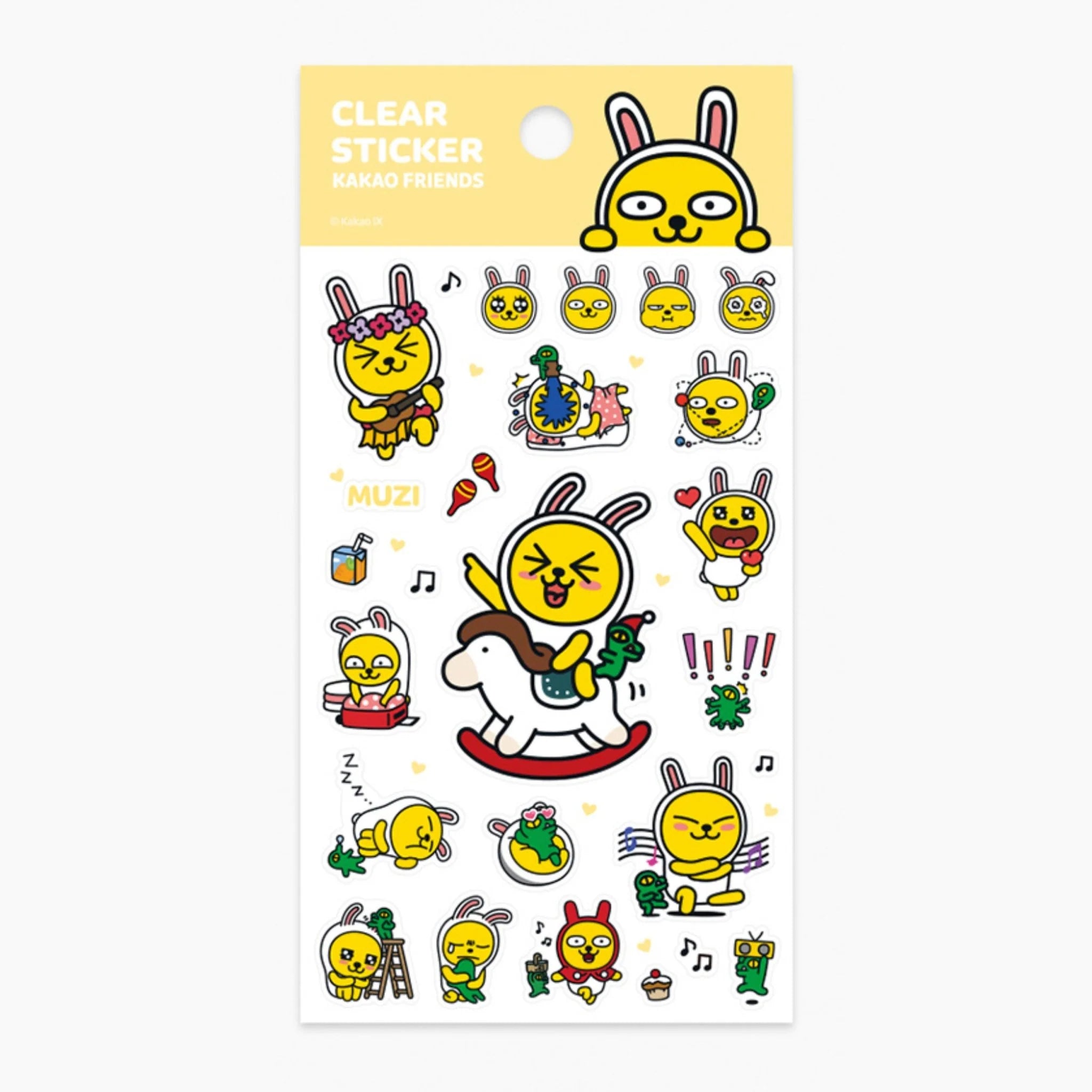 KAKAO FRIENDS Clear Stickers Pack of 4 - Cute Korean Cartoon Decals for Laptops, Planners & Water Bottles