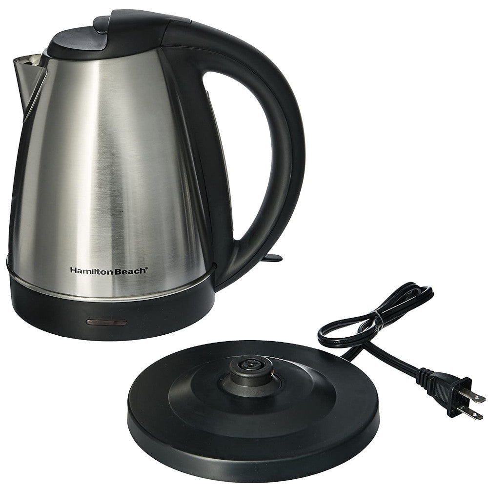HAMILTON BEACH Cordless Electric Tea Kettle - 1.7L Stainless Steel Water Boiler & Heater for Coffee, Tea & Instant Meals | Fast Boiling, Auto Shut-Off | Perfect for Home, Office & Dorm Use (Model 40989)